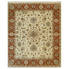 Exquisite Agra Multicolor Hand-Knotted Wool Rug Carpet, Mughal Design