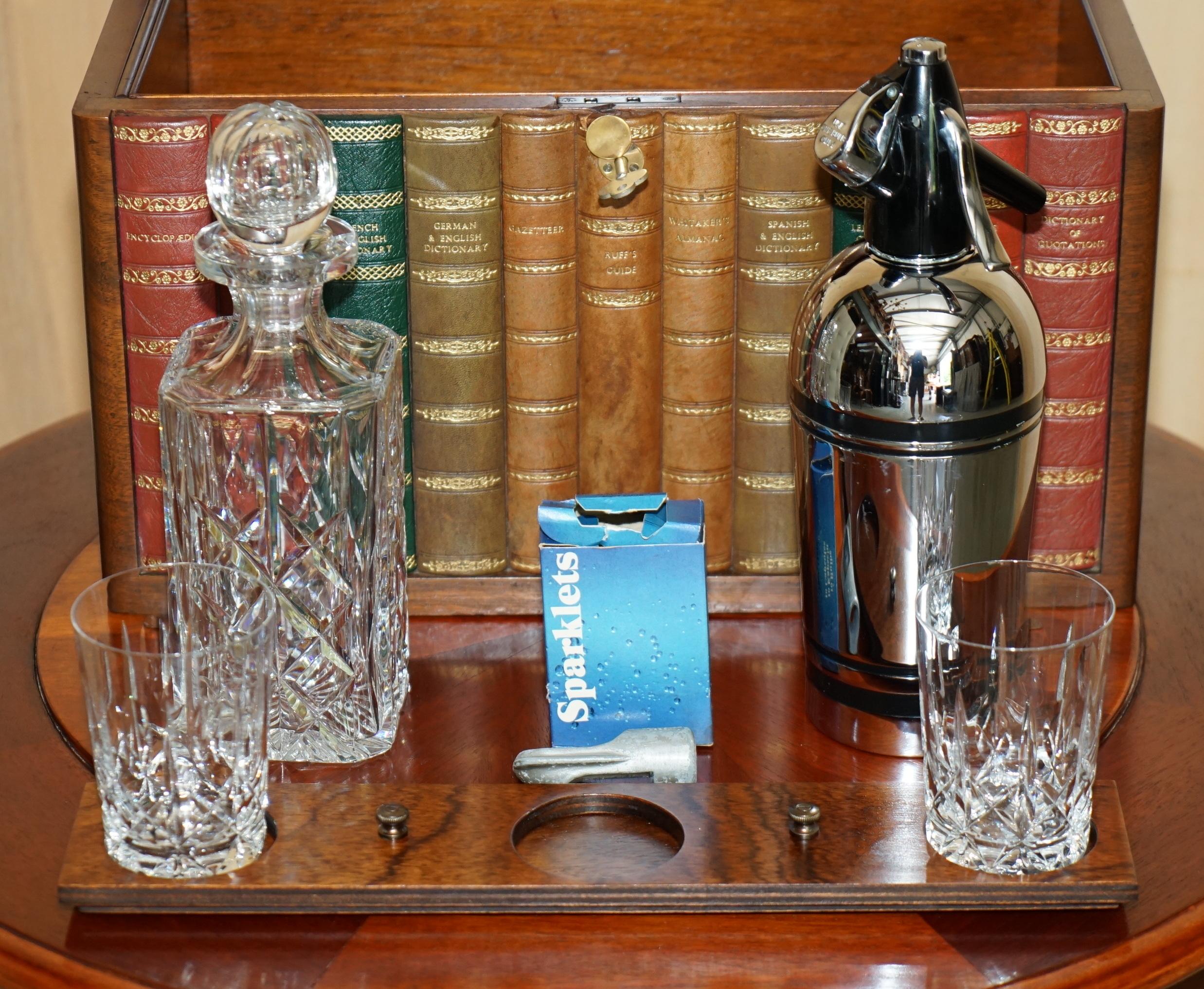EXQUISiTE ALFRED DUNHILL FAUX BOOKS HIDDEN DRINKS DECANTER SET SPARKLETS LTD SET 5