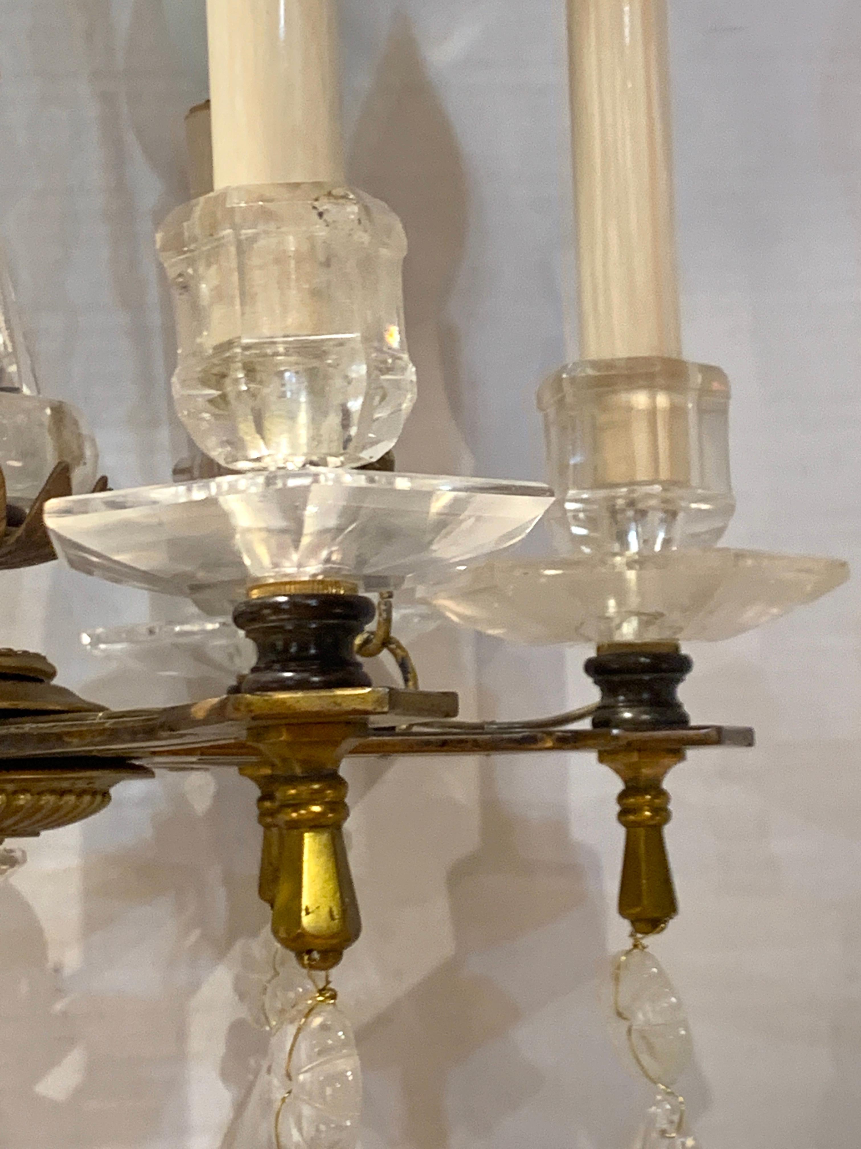 French Exquisite All Rock Crystal and Gilt Bronze Six-Light Boudoir Chandelier For Sale