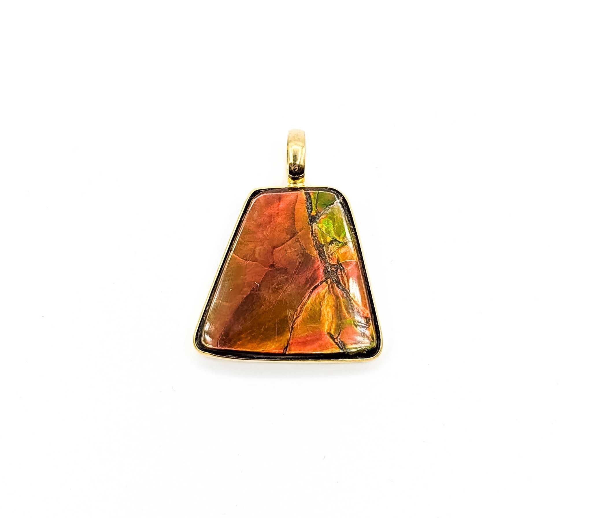 Pendentif exquis en ammolite avec lunette en or jaune 18k en vente 4