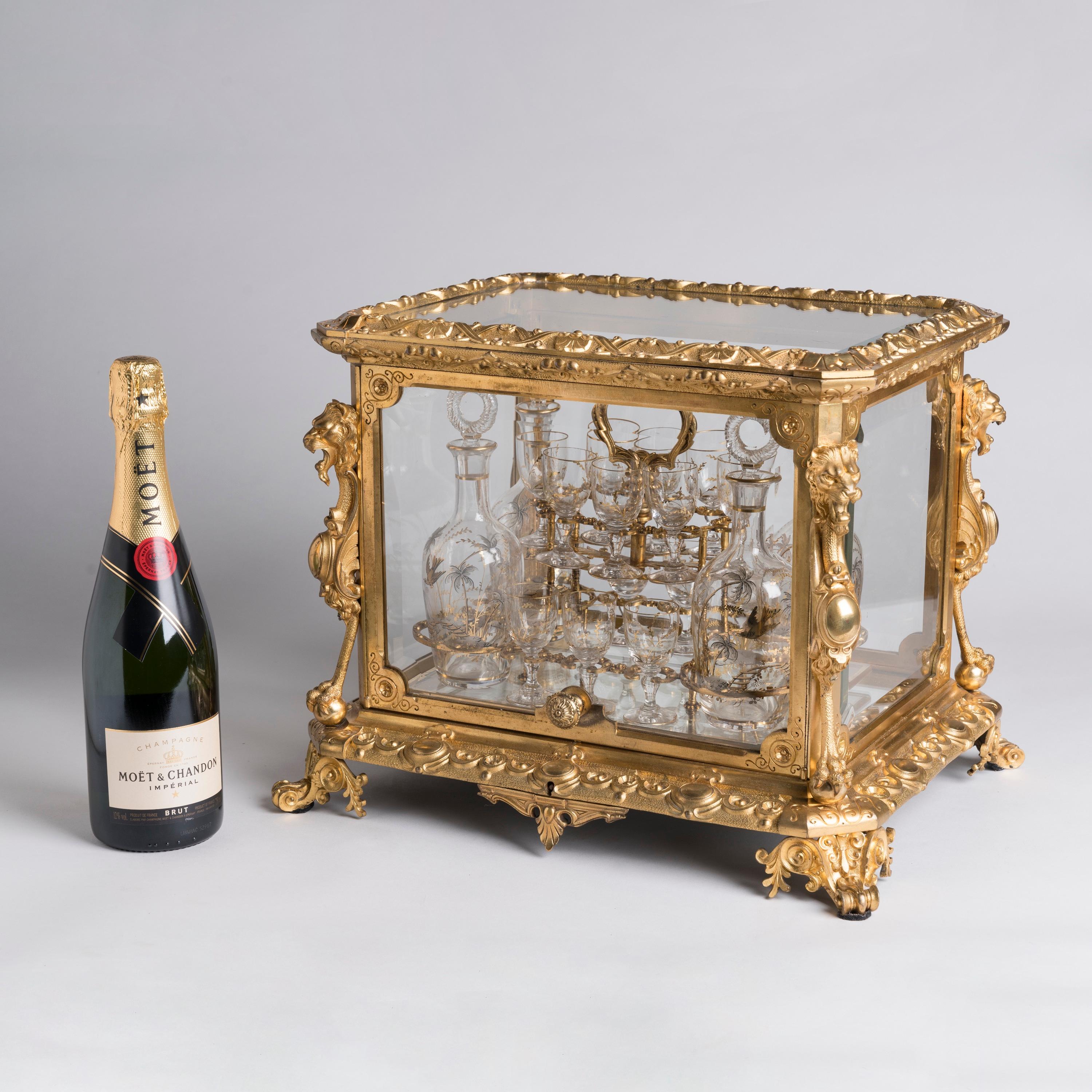 Exquisita y completa caja de bebidas francesa del siglo XIX Cave à Liqueur Francés en venta