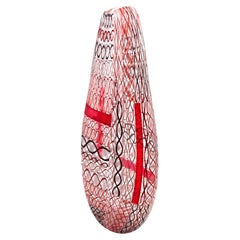 Exquisite and unique Murano Zanfirico Cane Glass Vase by Massimo Nordio, 2006