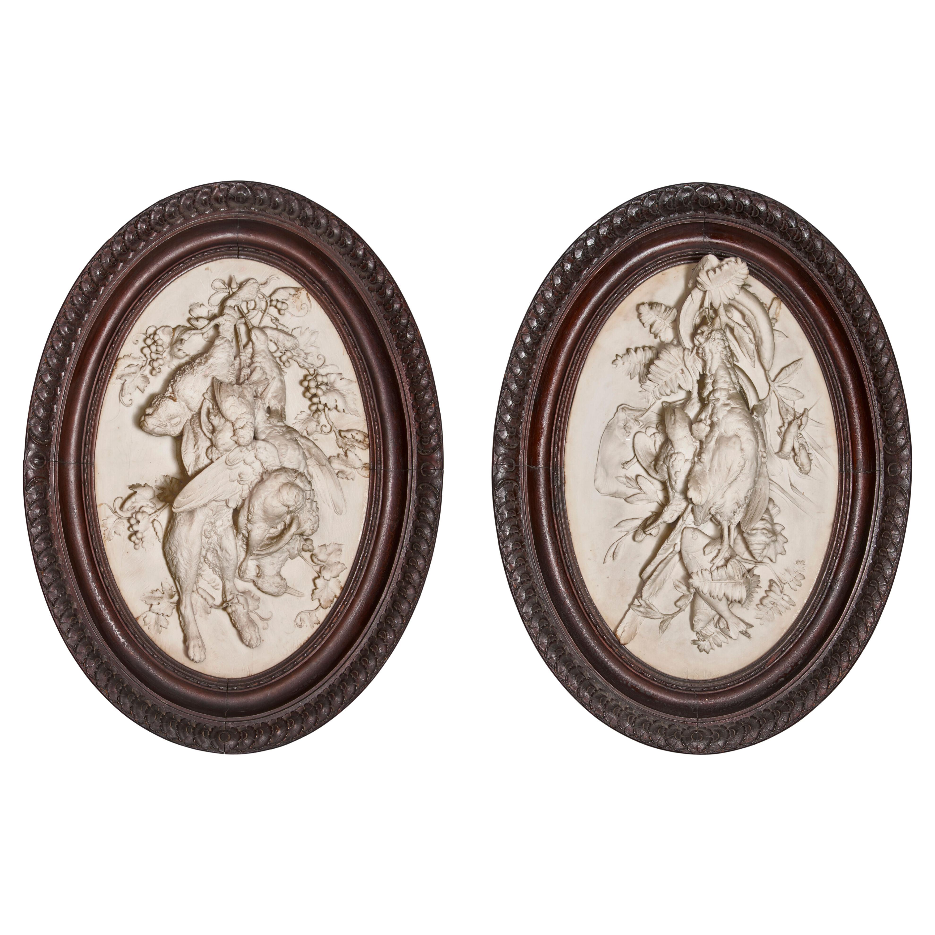 Exquisite and Very Important Pair of "Natures Mortes" Carrara Marble
