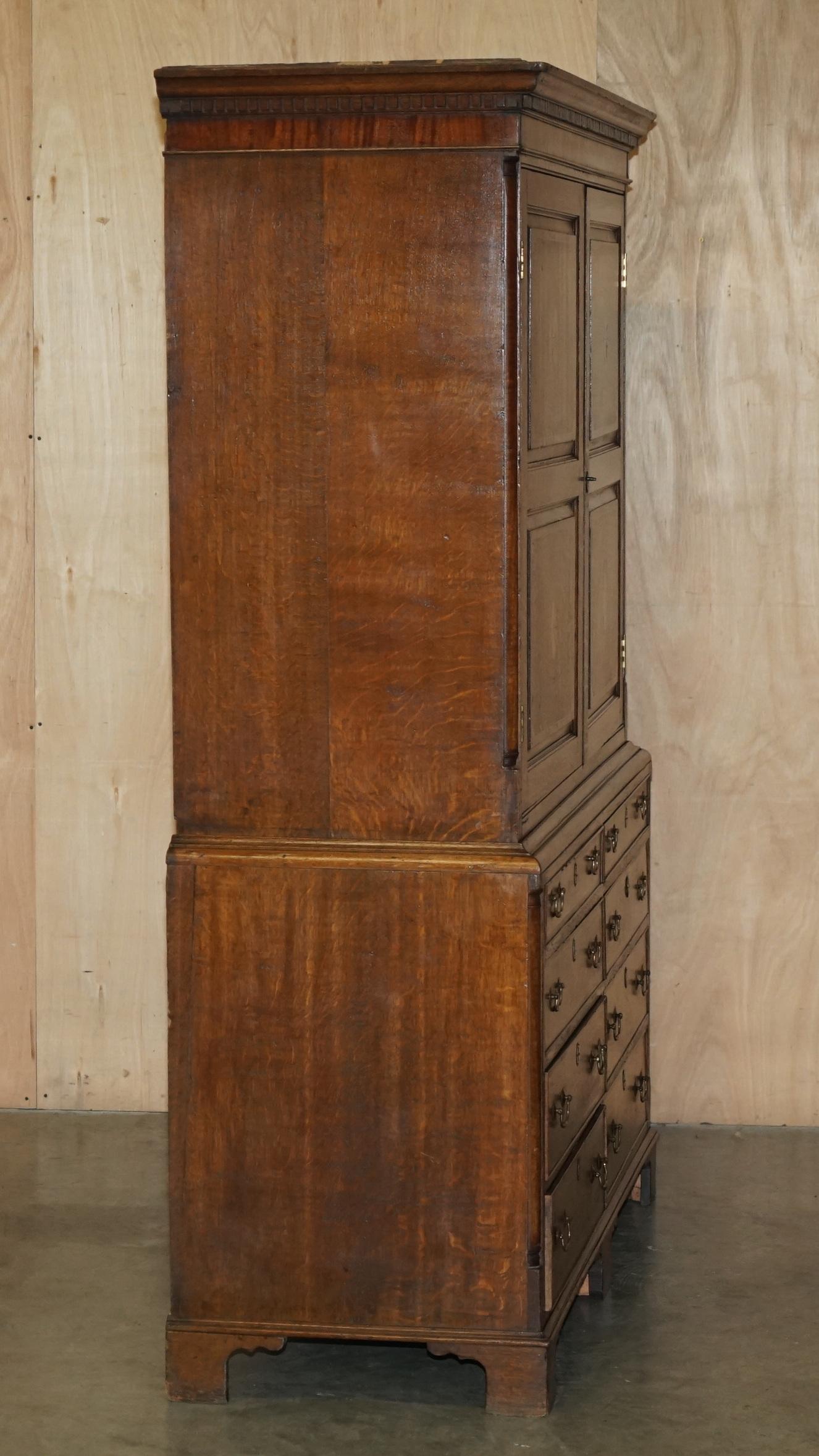 EXQUISITE ANTiQUE 1800 SHERATON INLAID HOUSEKEEPERS CUPBOARD WARDROBE DRAWERS im Angebot 4