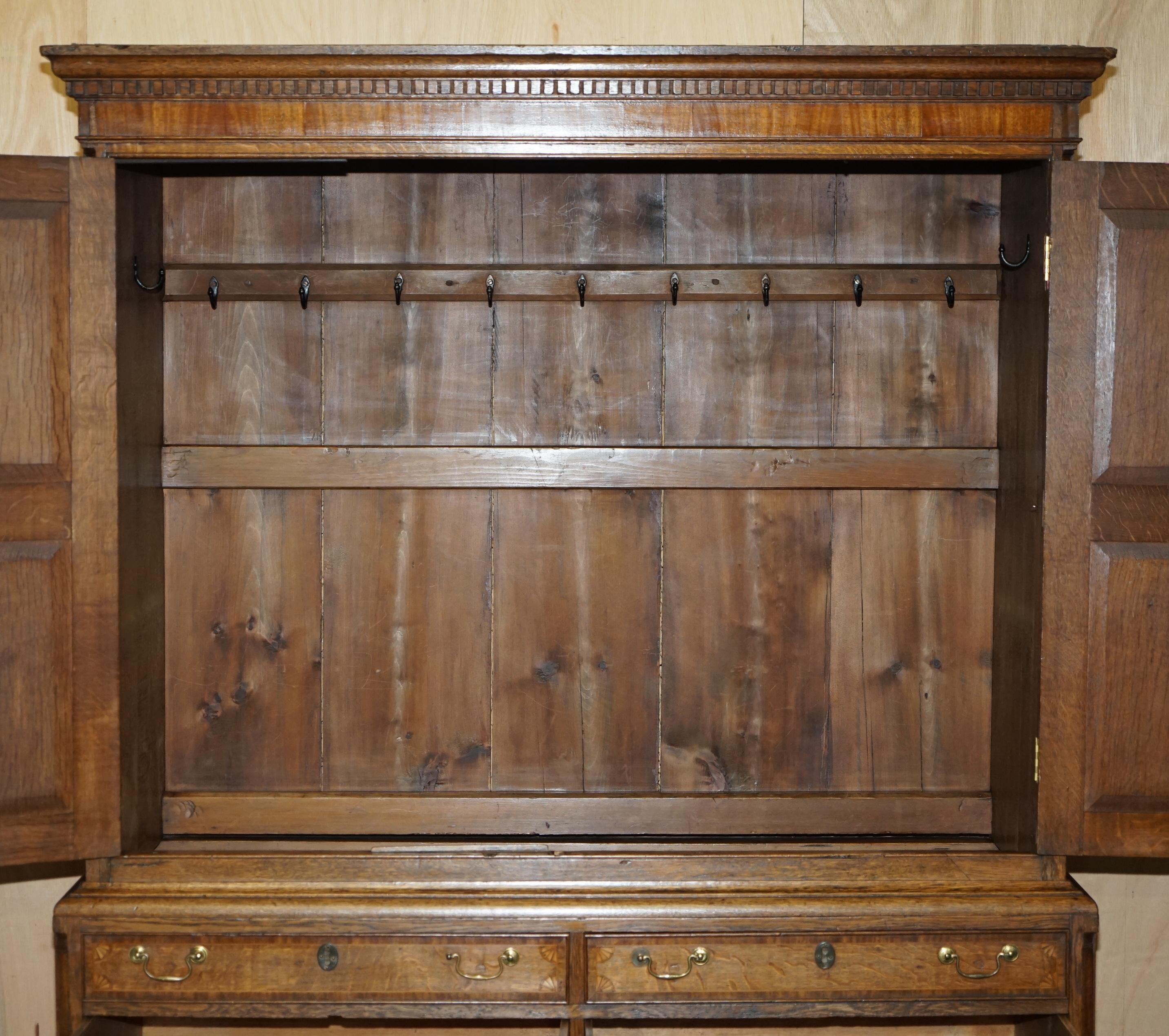 EXQUISITE ANTiQUE 1800 SHERATON INLAID HOUSEKEEPERS CUPBOARD WARDROBE DRAWERS im Angebot 8