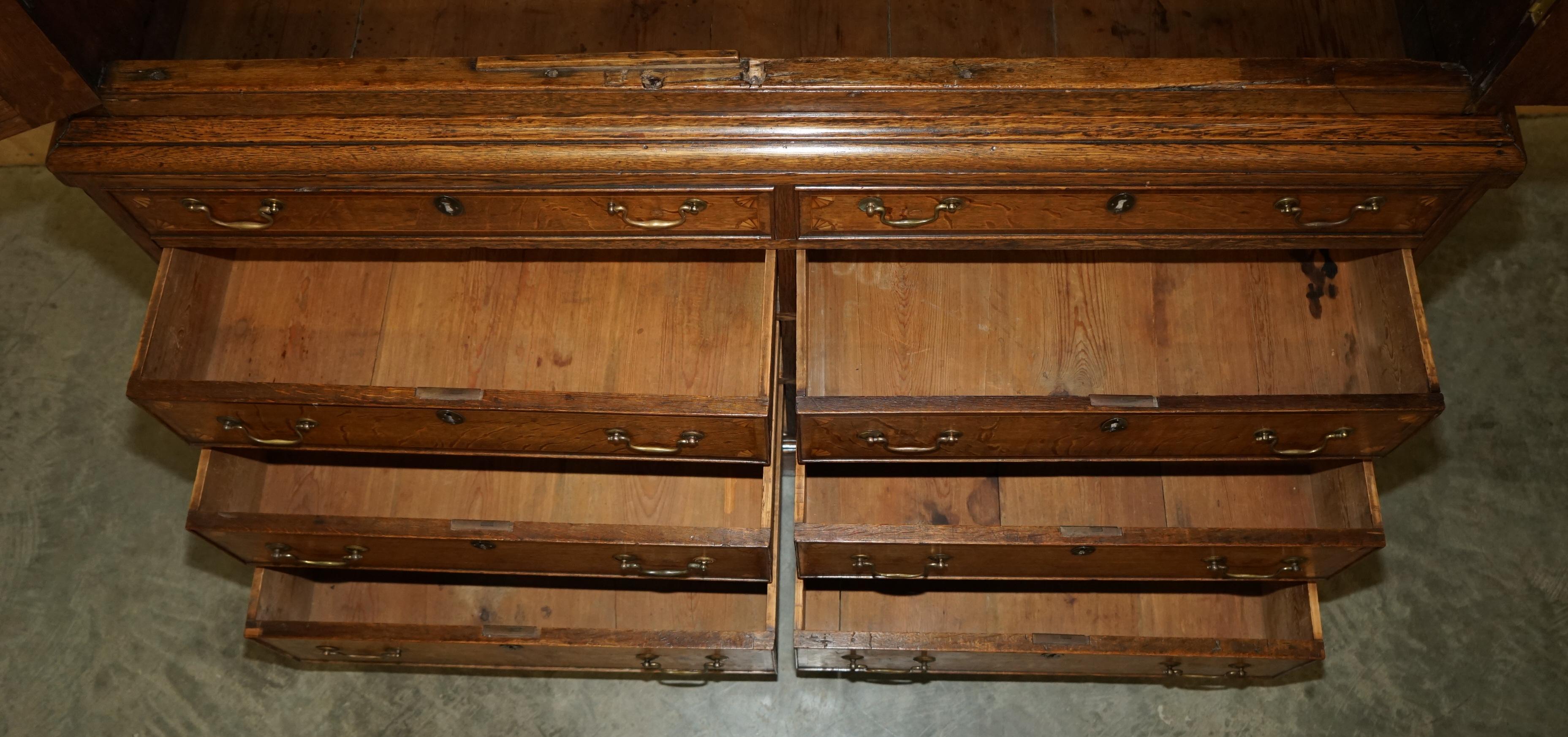 EXQUISITE ANTiQUE 1800 SHERATON INLAID HOUSEKEEPERS CUPBOARD WARDROBE DRAWERS im Angebot 10
