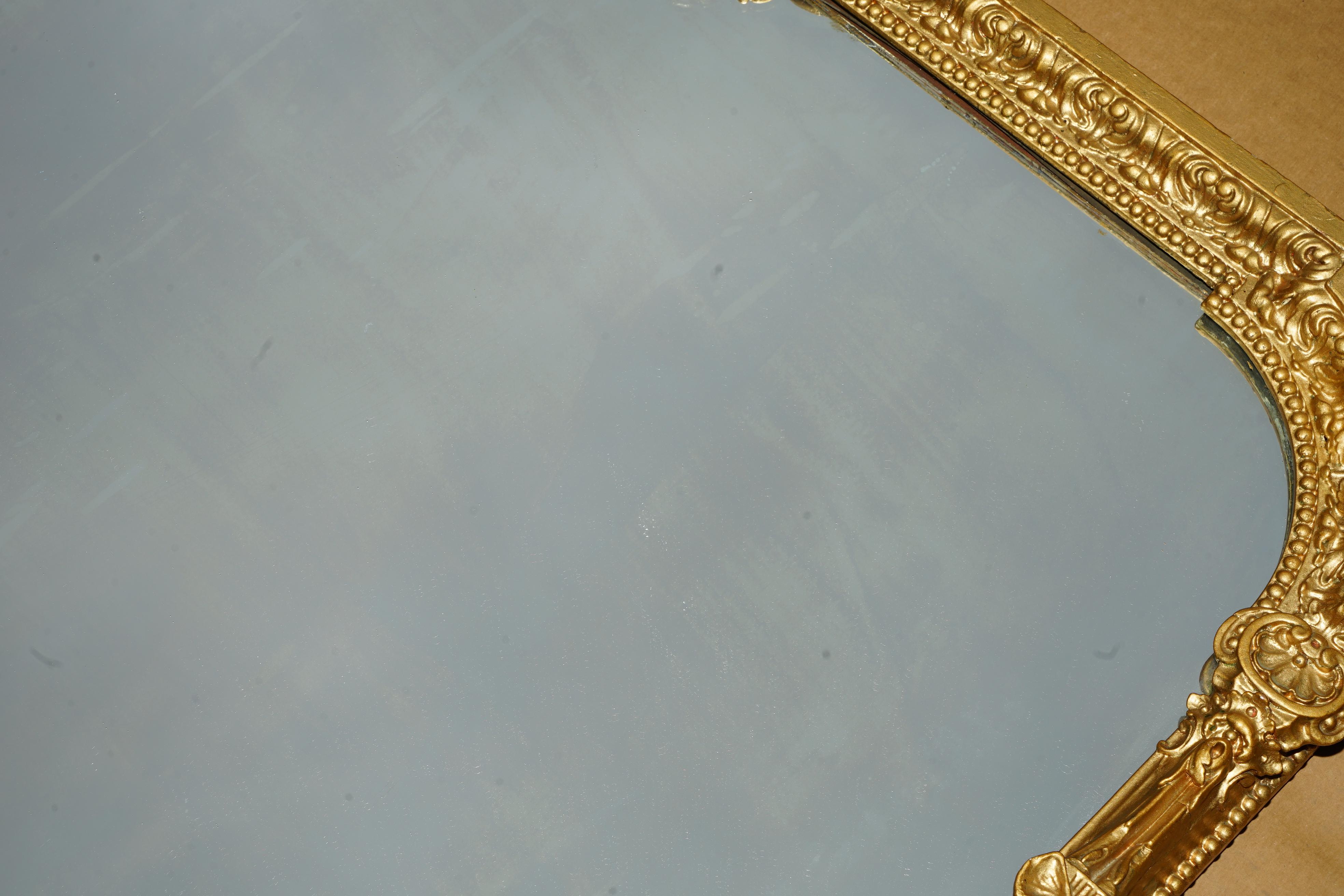 EXQUISITE ANTiQUE 19TH CENTURY NEOCLASSICAL DESIGN GOLD GILT OVERMANTLE MIRROR For Sale 2