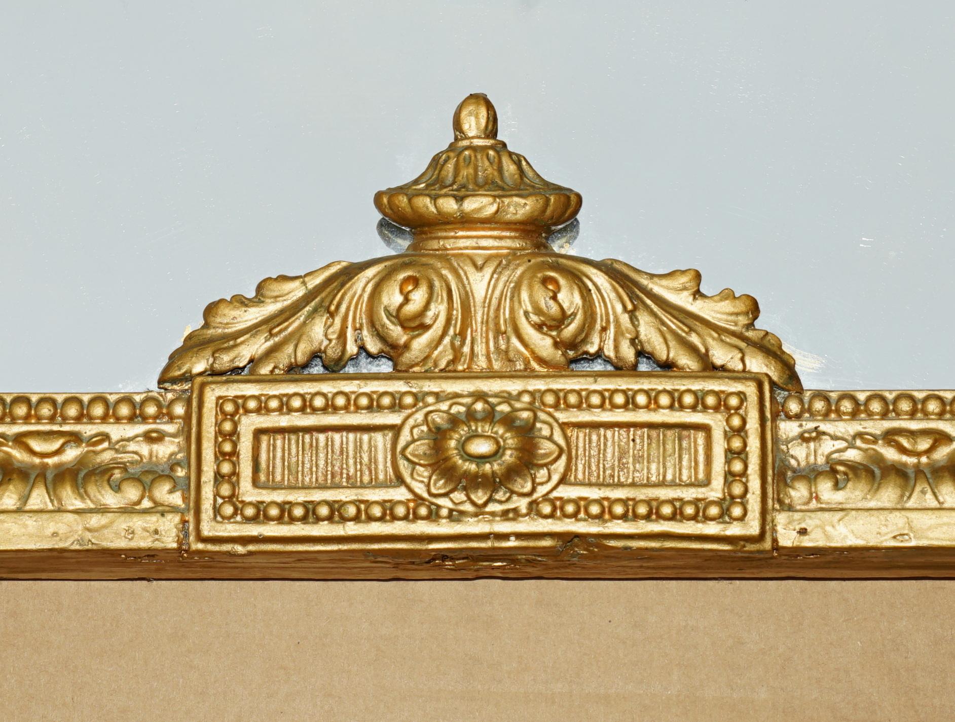 High Victorian EXQUISITE ANTiQUE 19TH CENTURY NEOCLASSICAL DESIGN GOLD GILT OVERMANTLE MIRROR For Sale