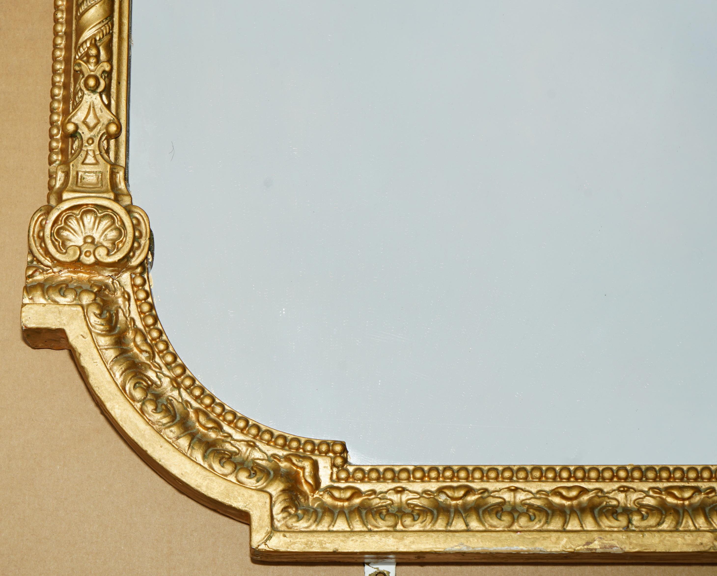 French EXQUISITE ANTiQUE 19TH CENTURY NEOCLASSICAL DESIGN GOLD GILT OVERMANTLE MIRROR For Sale