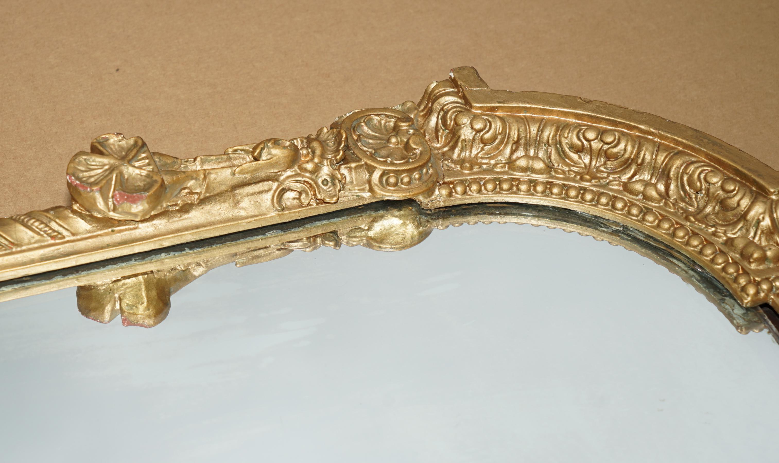 Mid-19th Century EXQUISITE ANTiQUE 19TH CENTURY NEOCLASSICAL DESIGN GOLD GILT OVERMANTLE MIRROR For Sale