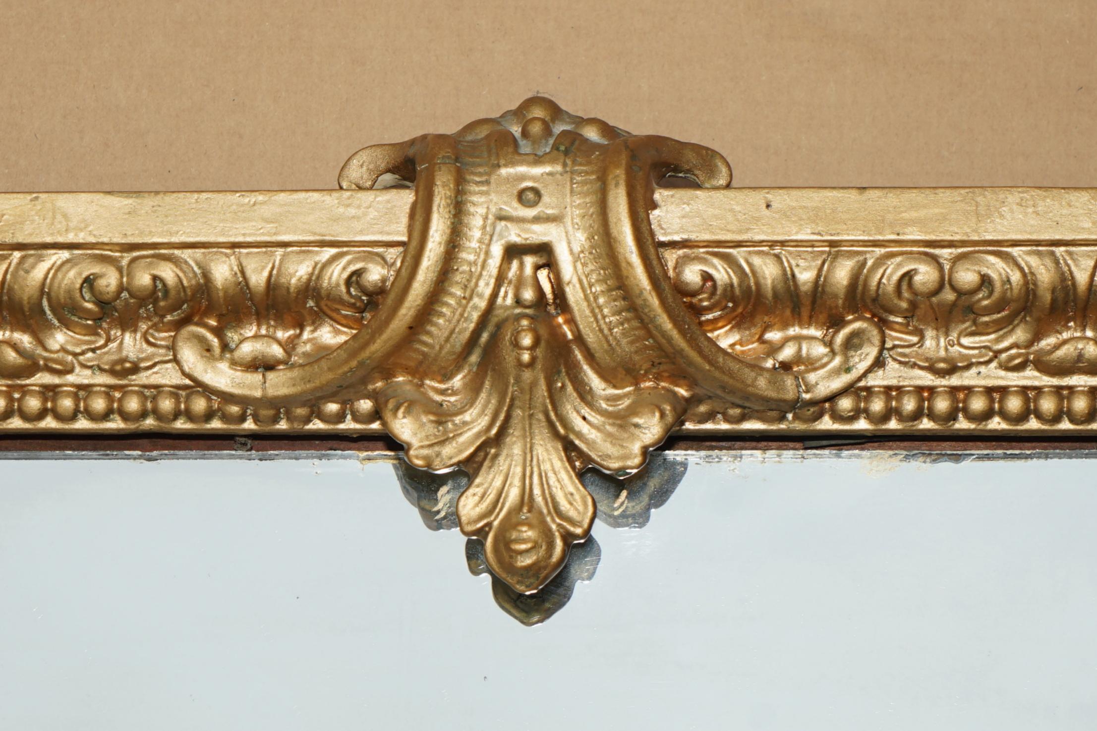 Mirror EXQUISITE ANTiQUE 19TH CENTURY NEOCLASSICAL DESIGN GOLD GILT OVERMANTLE MIRROR For Sale