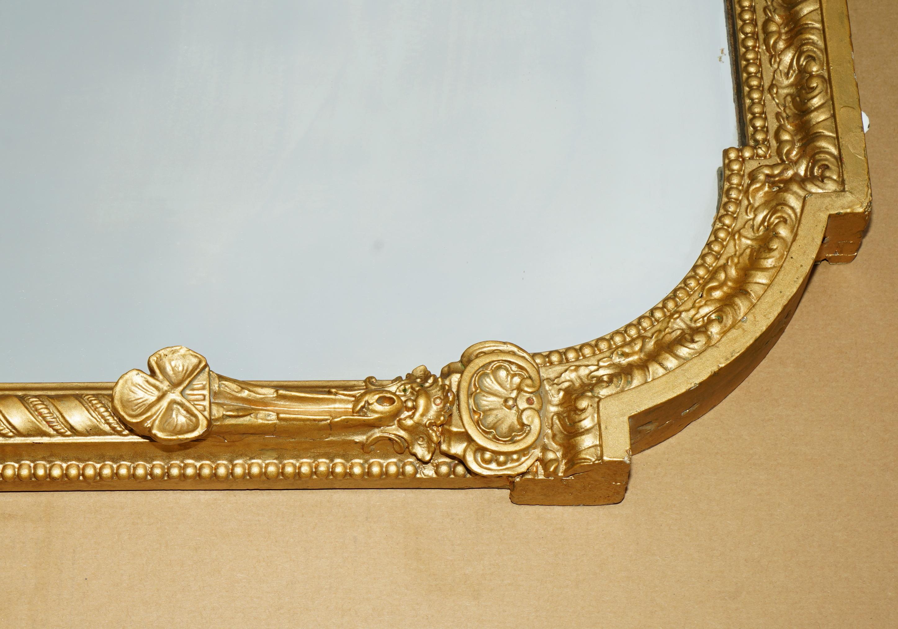 EXQUISITE ANTiQUE 19TH CENTURY NEOCLASSICAL DESIGN GOLD GILT OVERMANTLE MIRROR For Sale 1