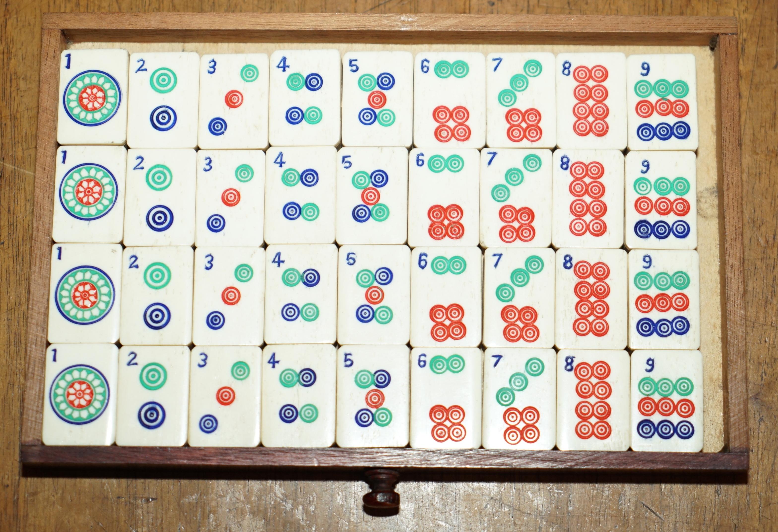 EXQUISITA SUITE ANTIGUA DE MAHJONG PARA 4 PERSONAS CIRCA 1920 EXPORTACIÓN CHINA CON DADOS en venta 5