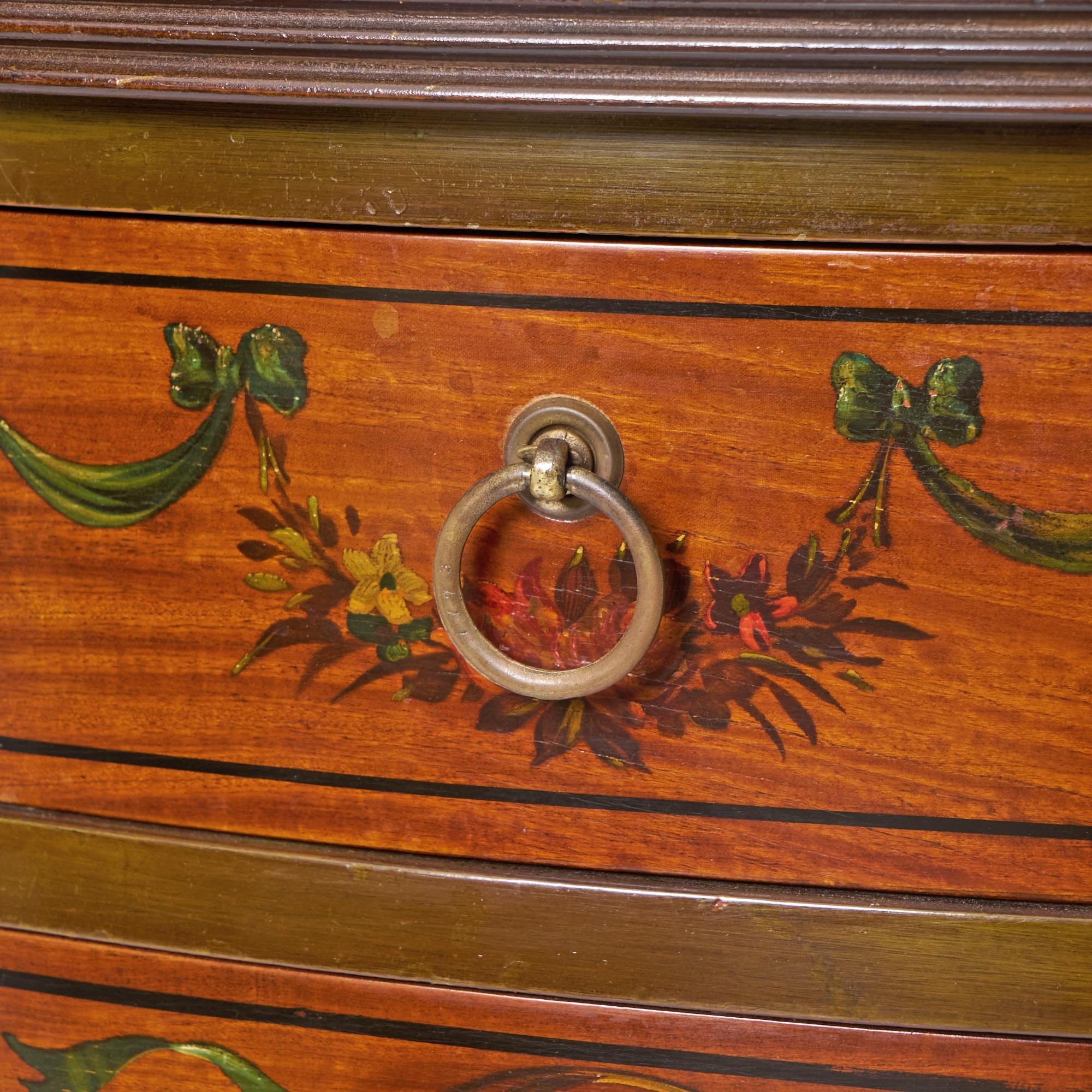 XIXe siècle Magnifique buffet/crédence ancien de style Adams en bois de citronnier peint à la main en vente
