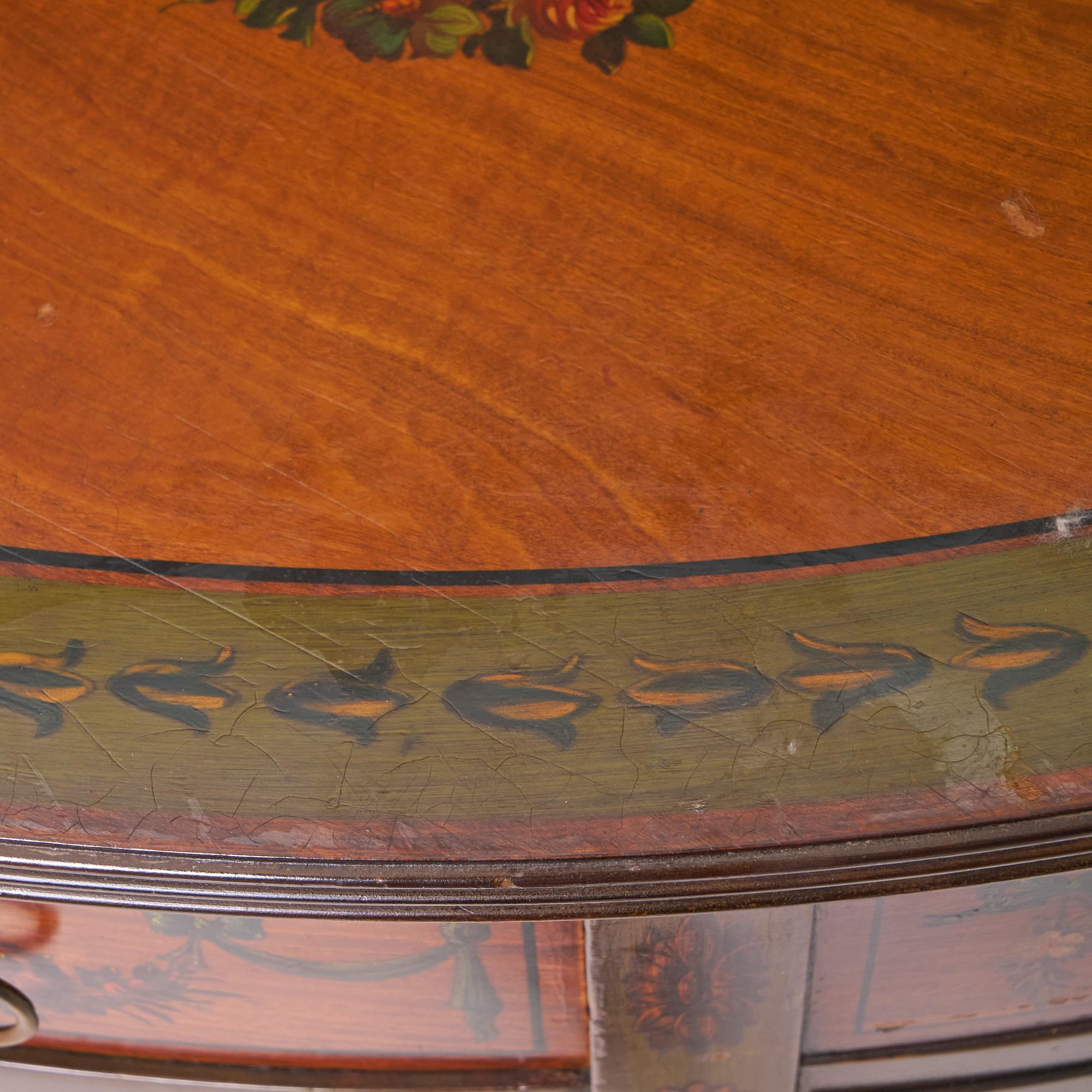 Magnifique buffet/crédence ancien de style Adams en bois de citronnier peint à la main en vente 2