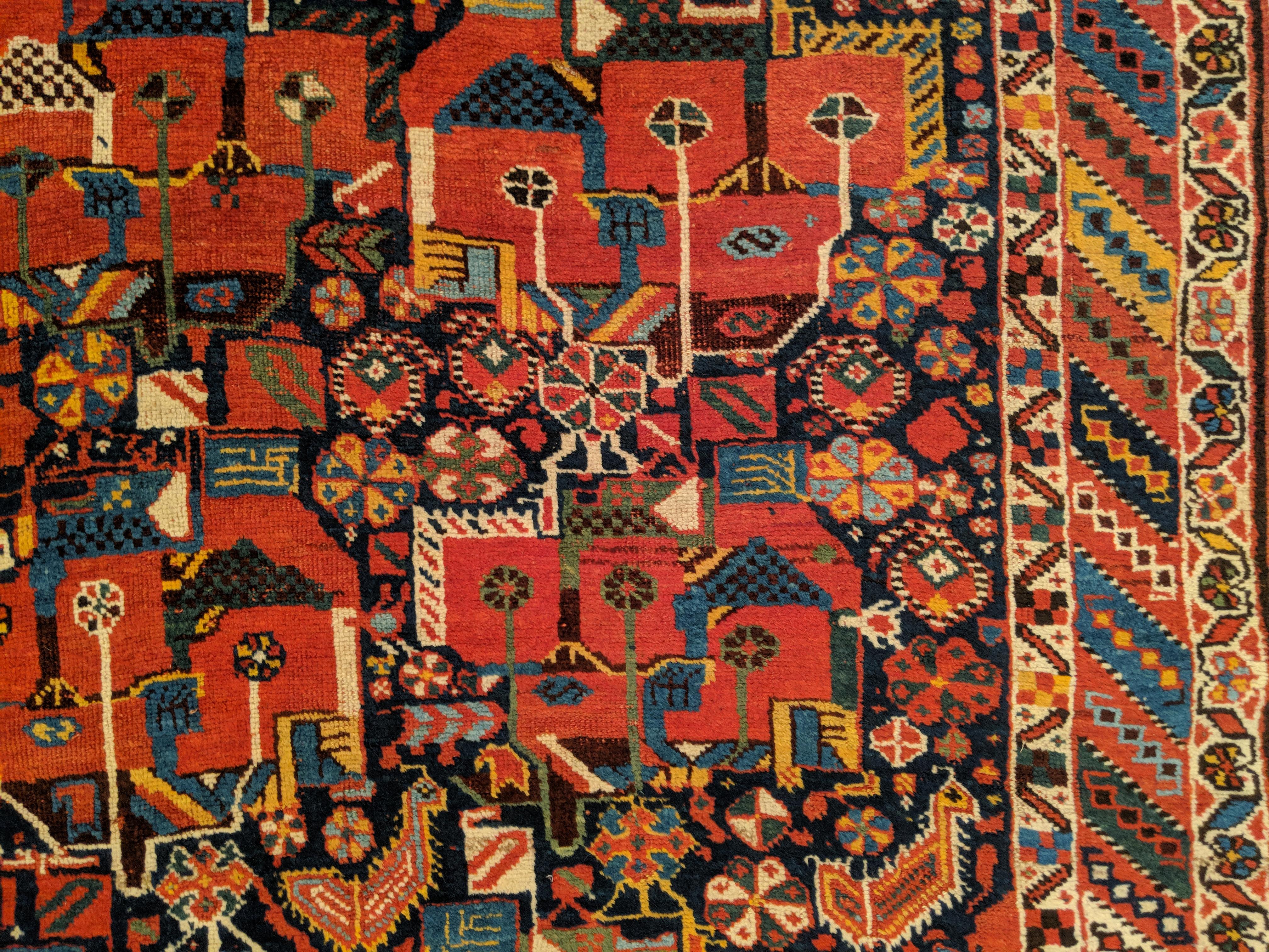 Exquisiter antiker Afshar-Teppich mit europäischem Blumendesign (Spätes 19. Jahrhundert) im Angebot