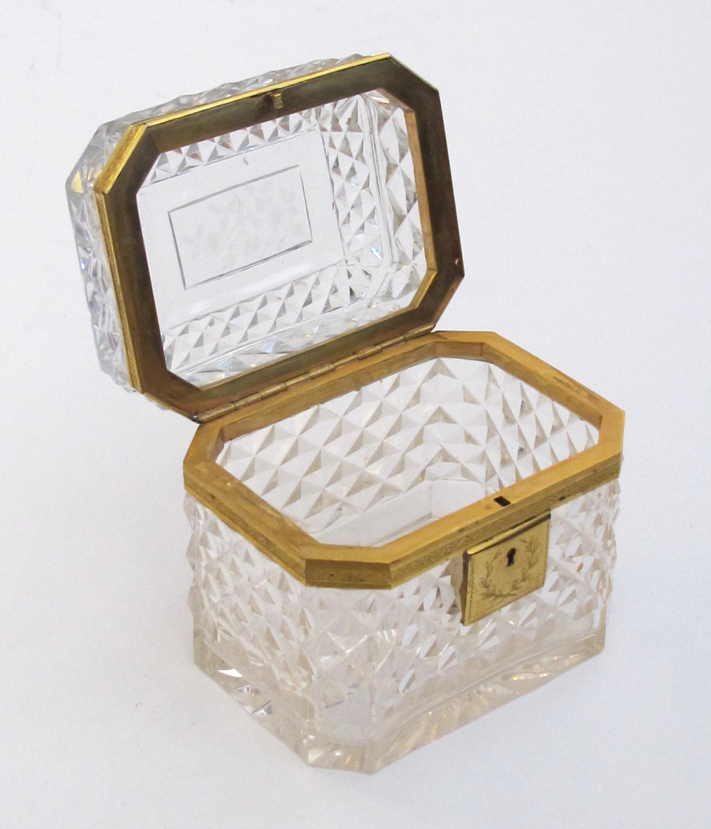 Early 20th Century Exquisite Antique Baccarat Diamond-Cut Crystal Vanity Box