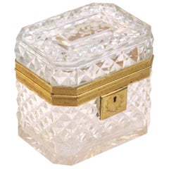 Exquisite Antique Baccarat Diamond-Cut Crystal Vanity Box