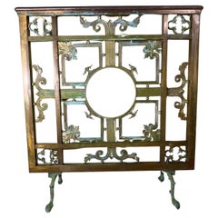 Exquisita Pantalla de Bronce Antiguo y Latón para Chimenea - Una Belleza Impresionante