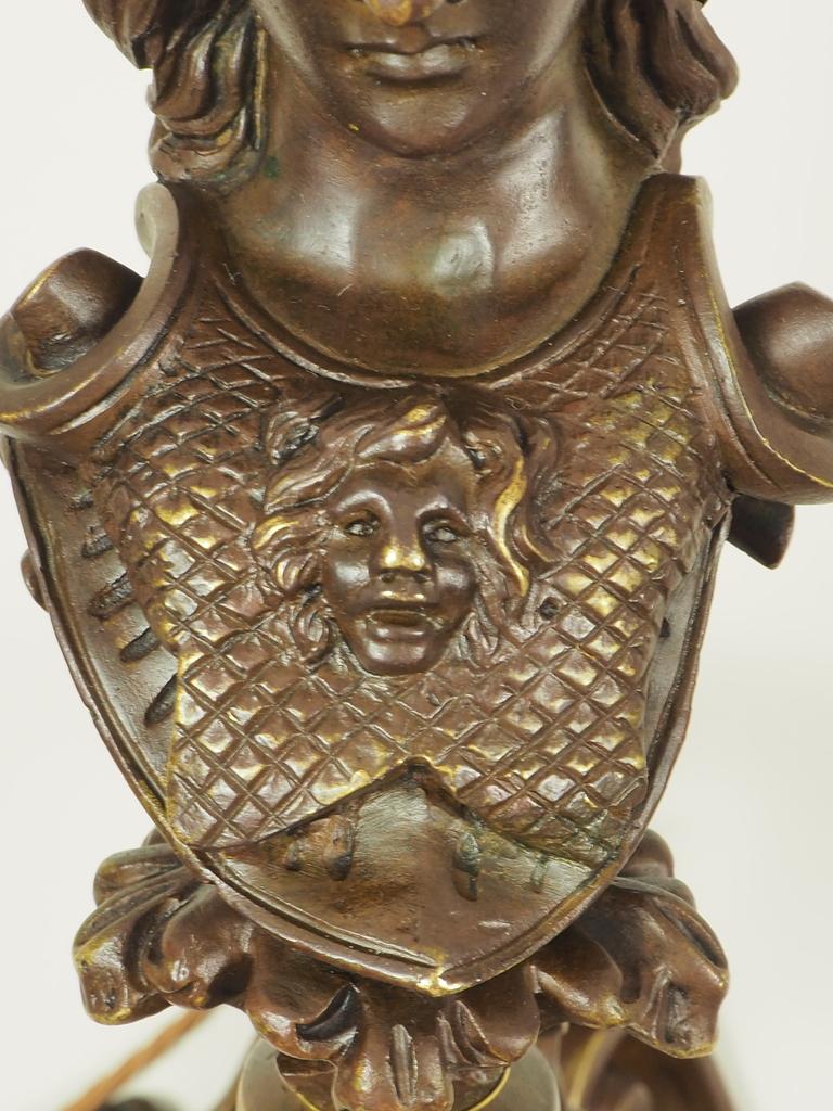 Exquisite Antique Bronze Wall Light Greek Goddess Athena 11