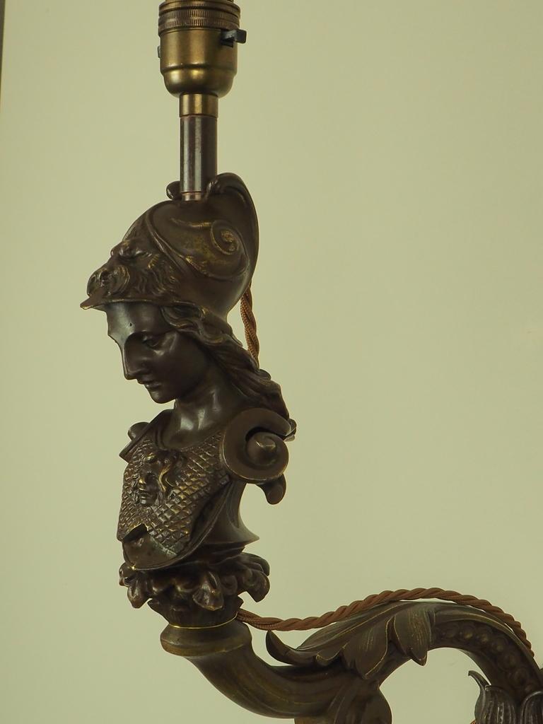 Exquisite Antique Bronze Wall Light Greek Goddess Athena In Good Condition In Lincoln, GB