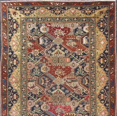 19th Century Exquisite Antique Caucasian Seychour Rug In Red's And Blue's