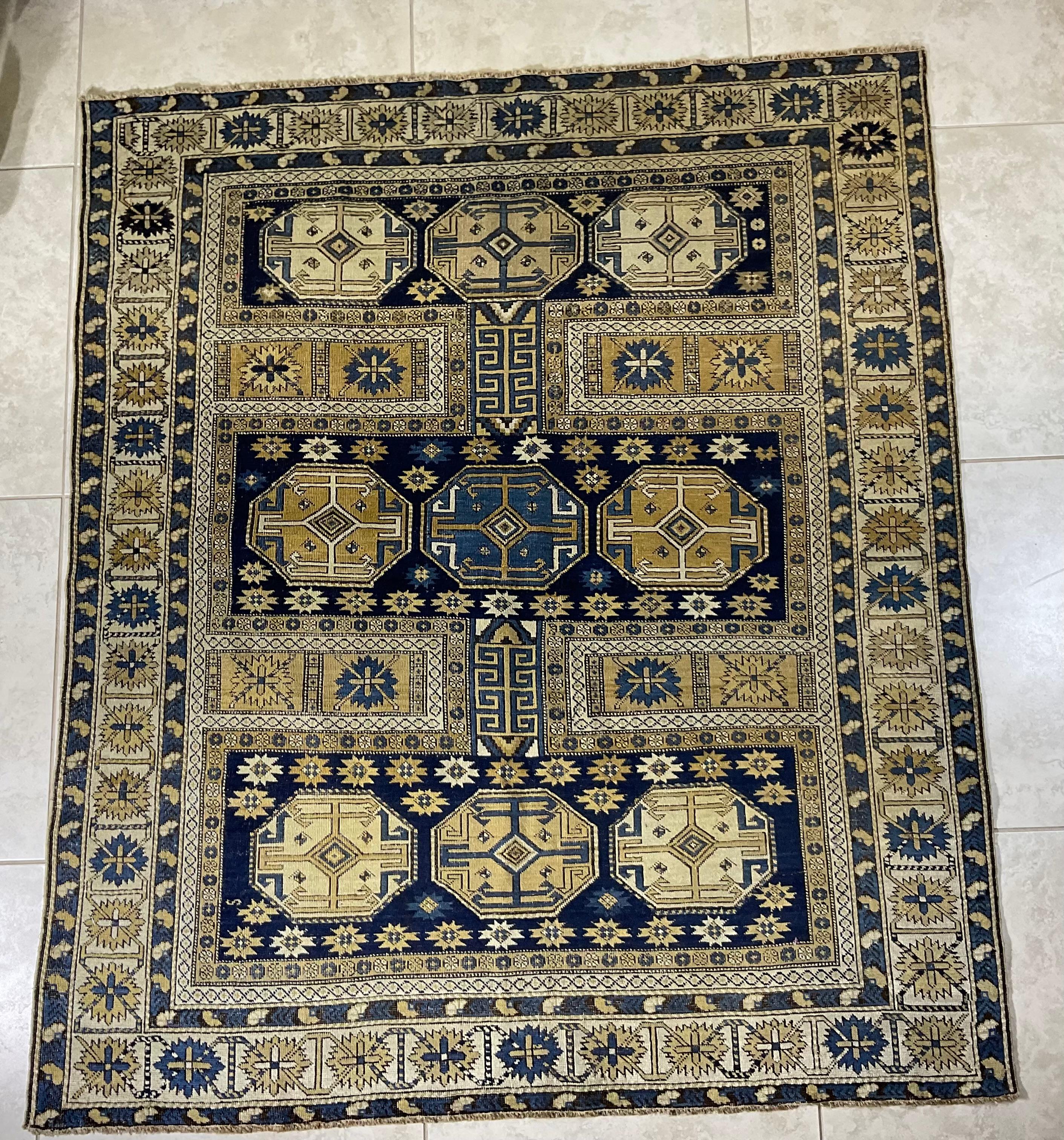 Exquisite Antique Caucasian Shirvan  Rug     59”x 50”.5 For Sale 8