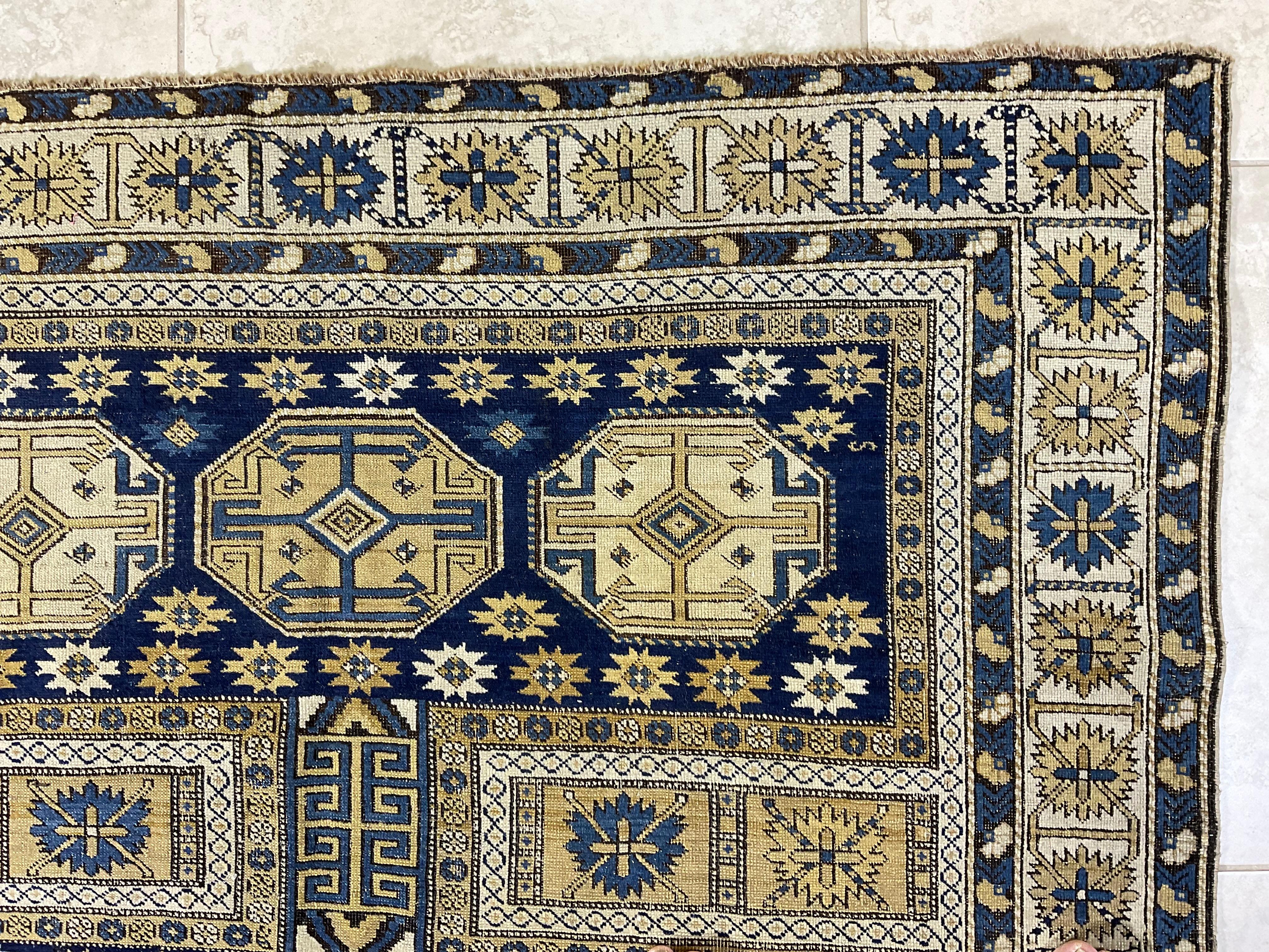 Hand-Knotted Exquisite Antique Caucasian Shirvan  Rug     59”x 50”.5 For Sale