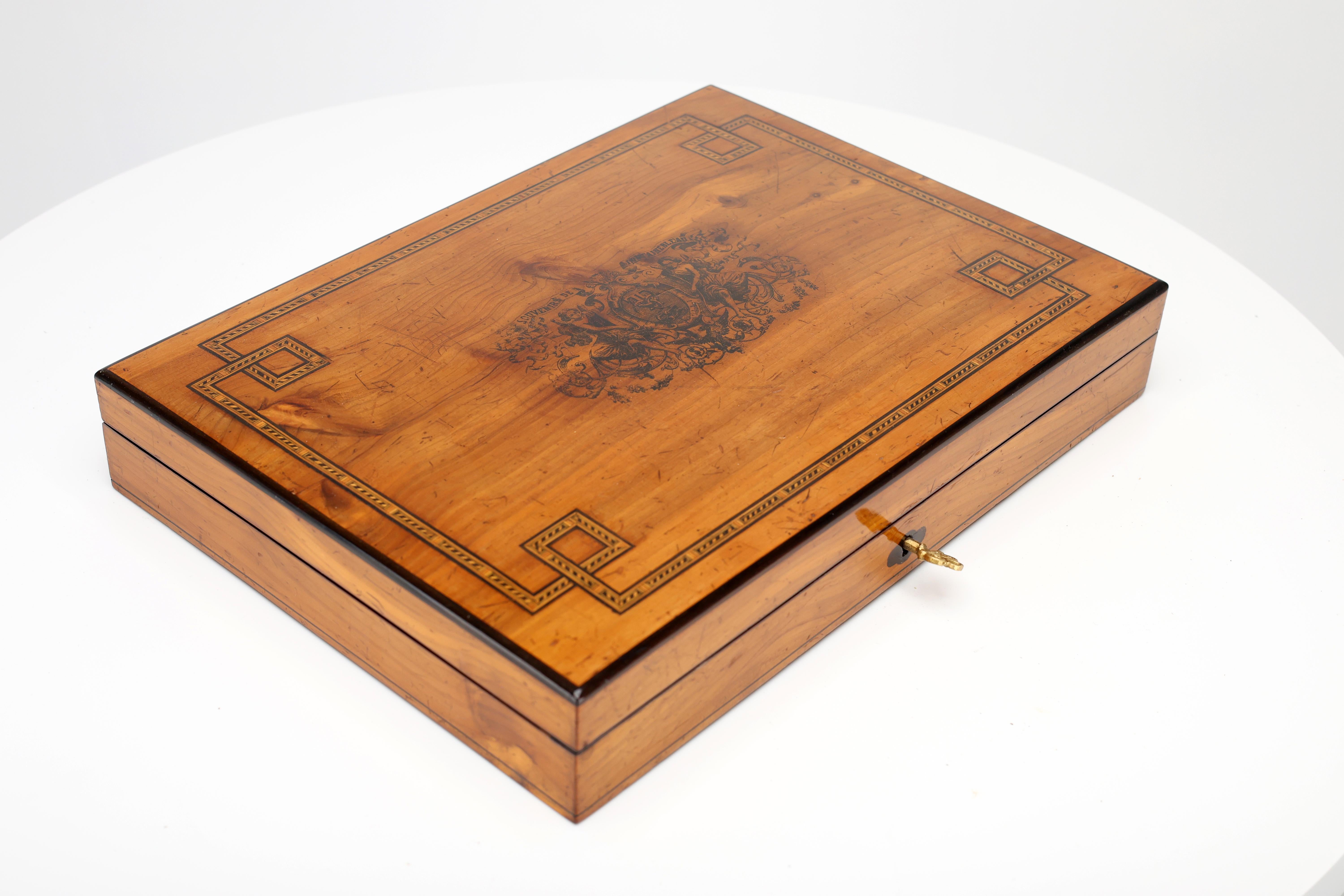 Exquisite Antique Cherrywood Jewelry Casket For Sale 4