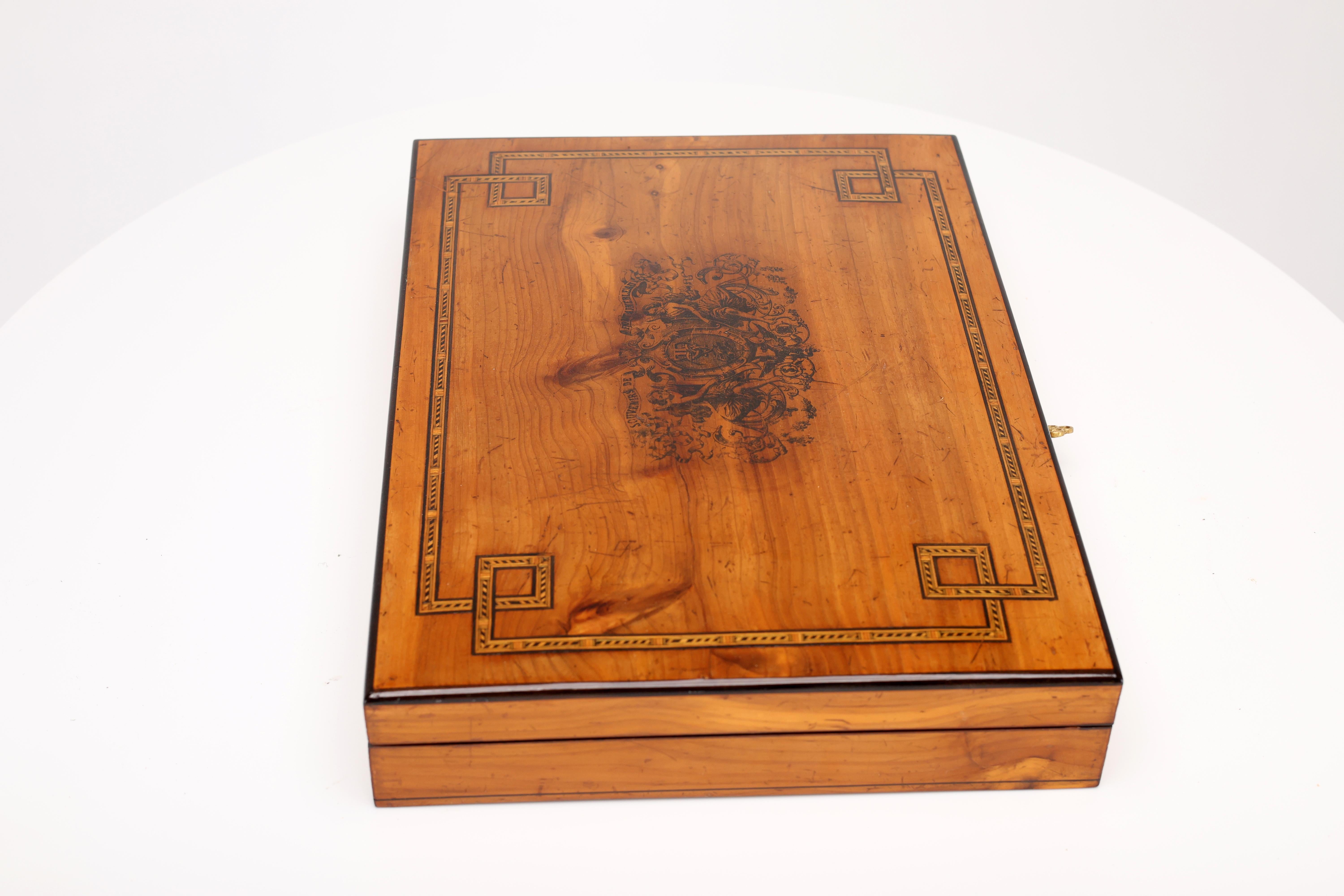 Exquisite Antique Cherrywood Jewelry Casket For Sale 5
