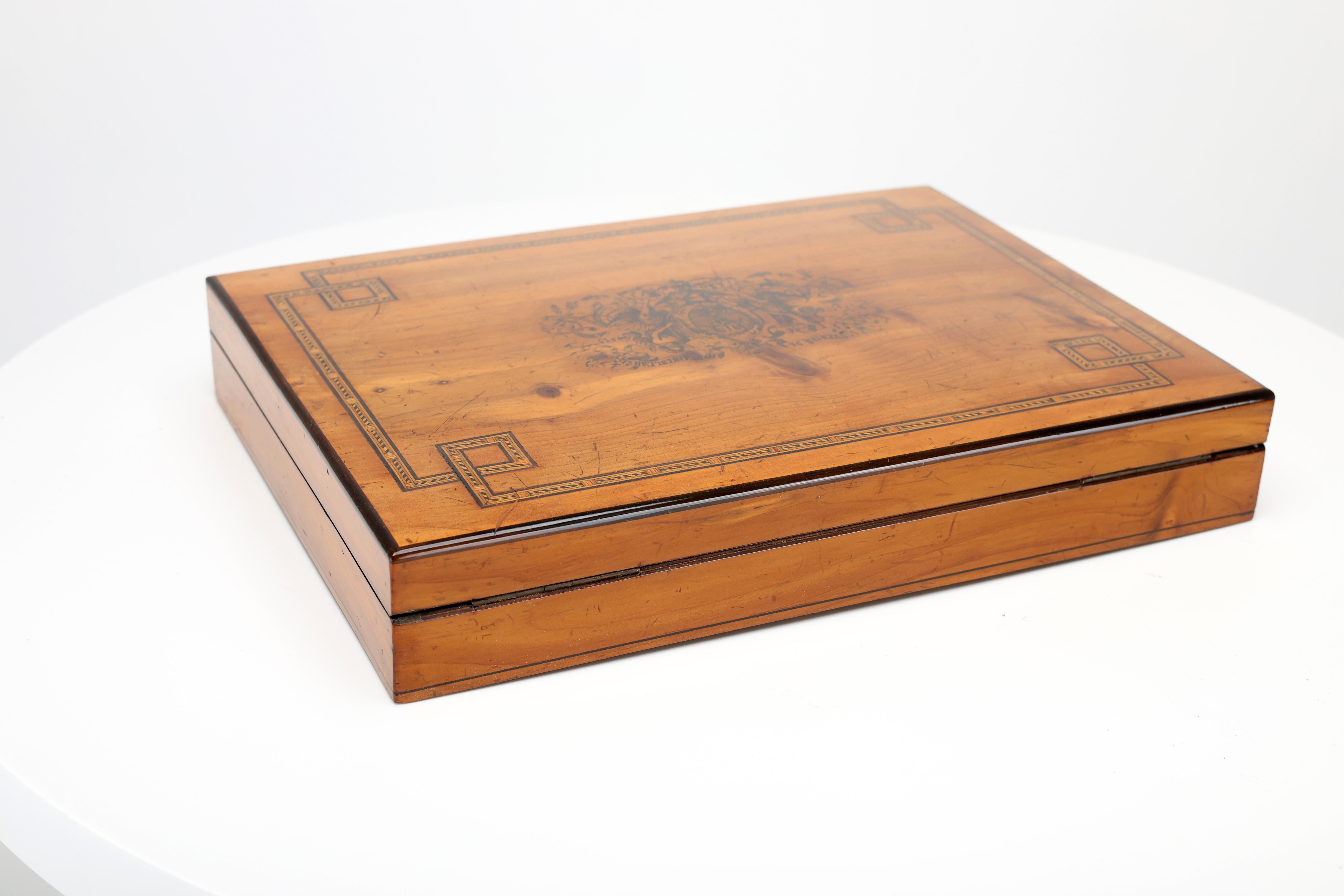 Exquisite Antique Cherrywood Jewelry Casket For Sale 9