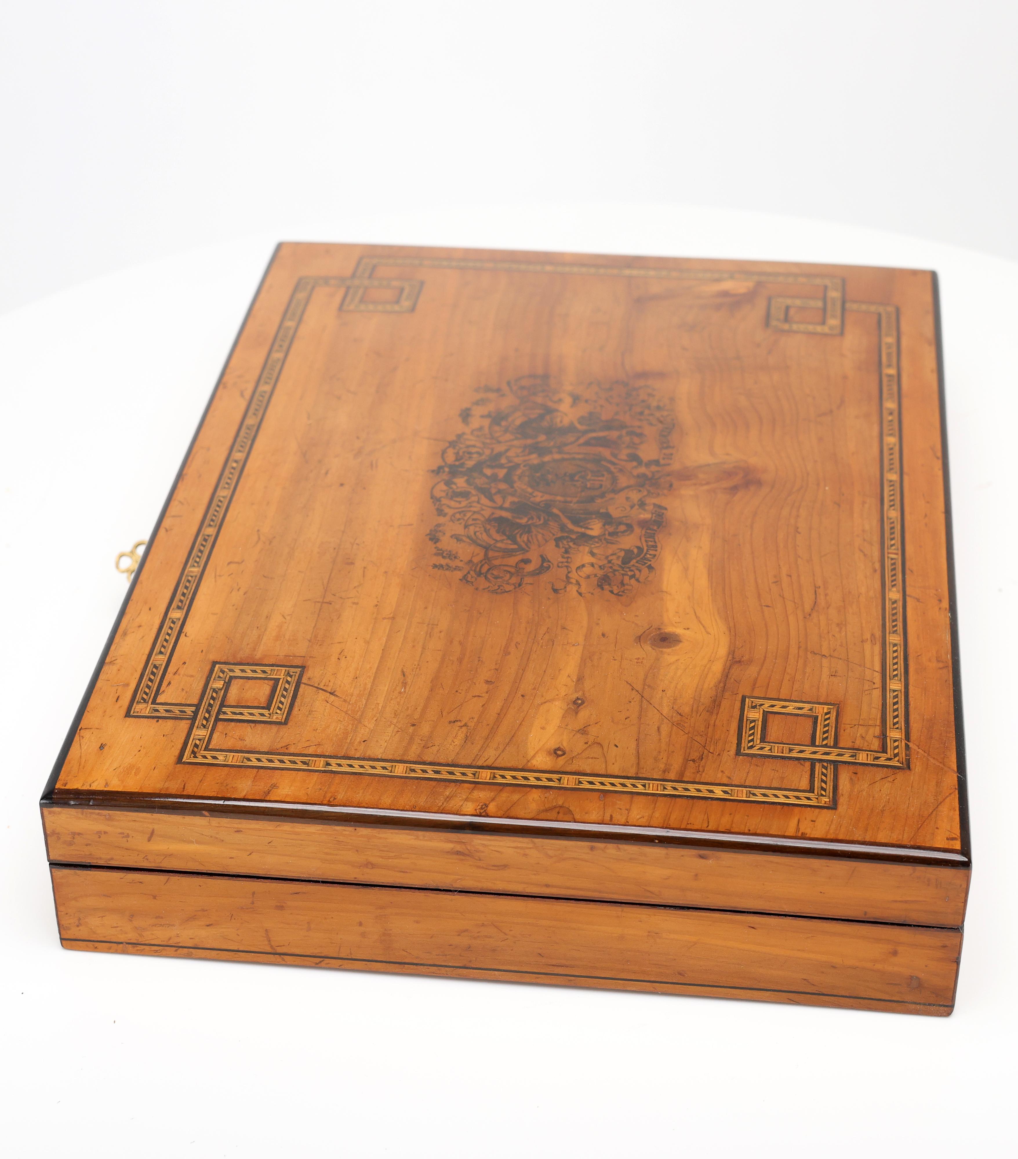 Exquisite Antique Cherrywood Jewelry Casket For Sale 11