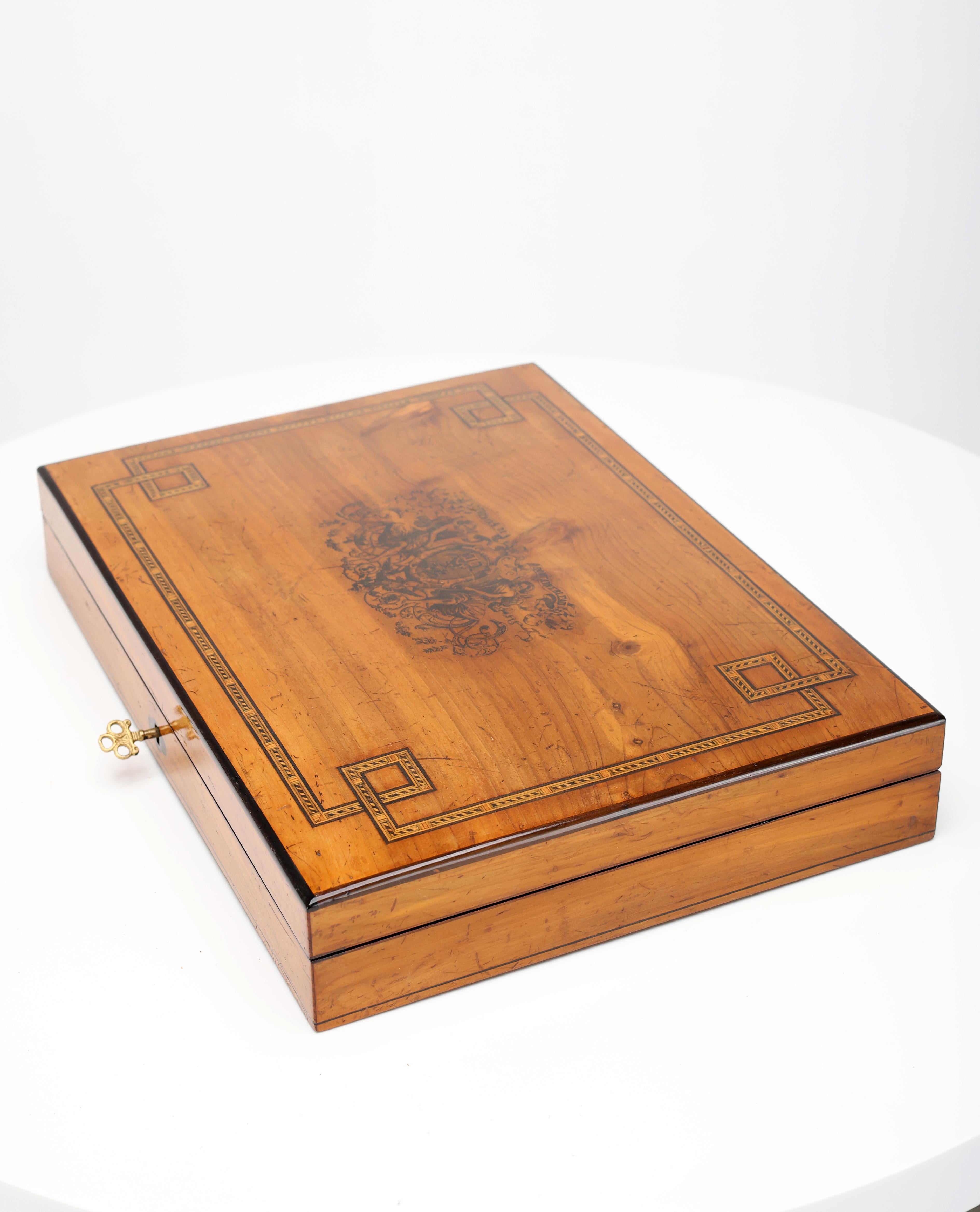 Exquisite Antique Cherrywood Jewelry Casket For Sale 12