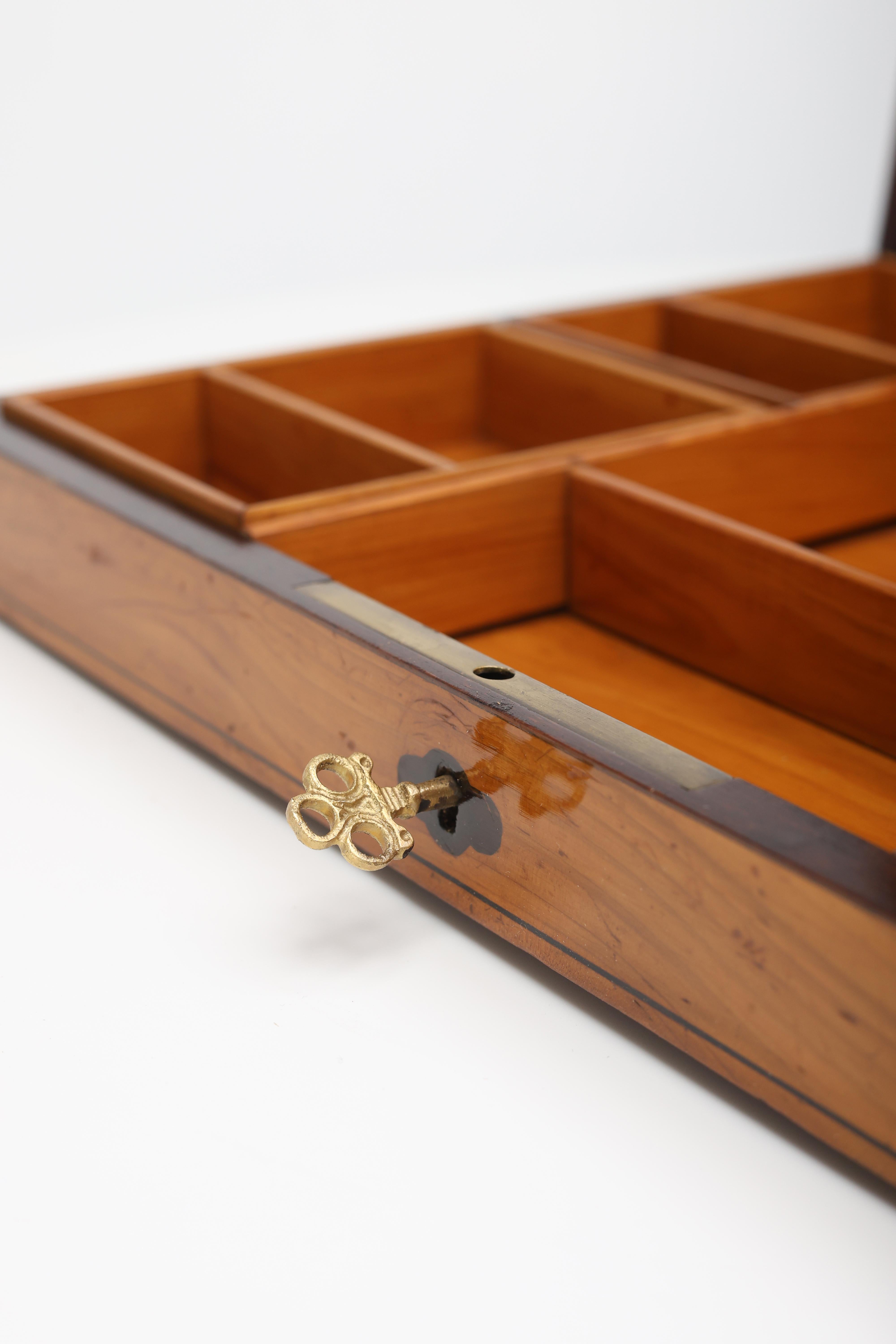 Biedermeier Exquisite Antique Cherrywood Jewelry Casket For Sale