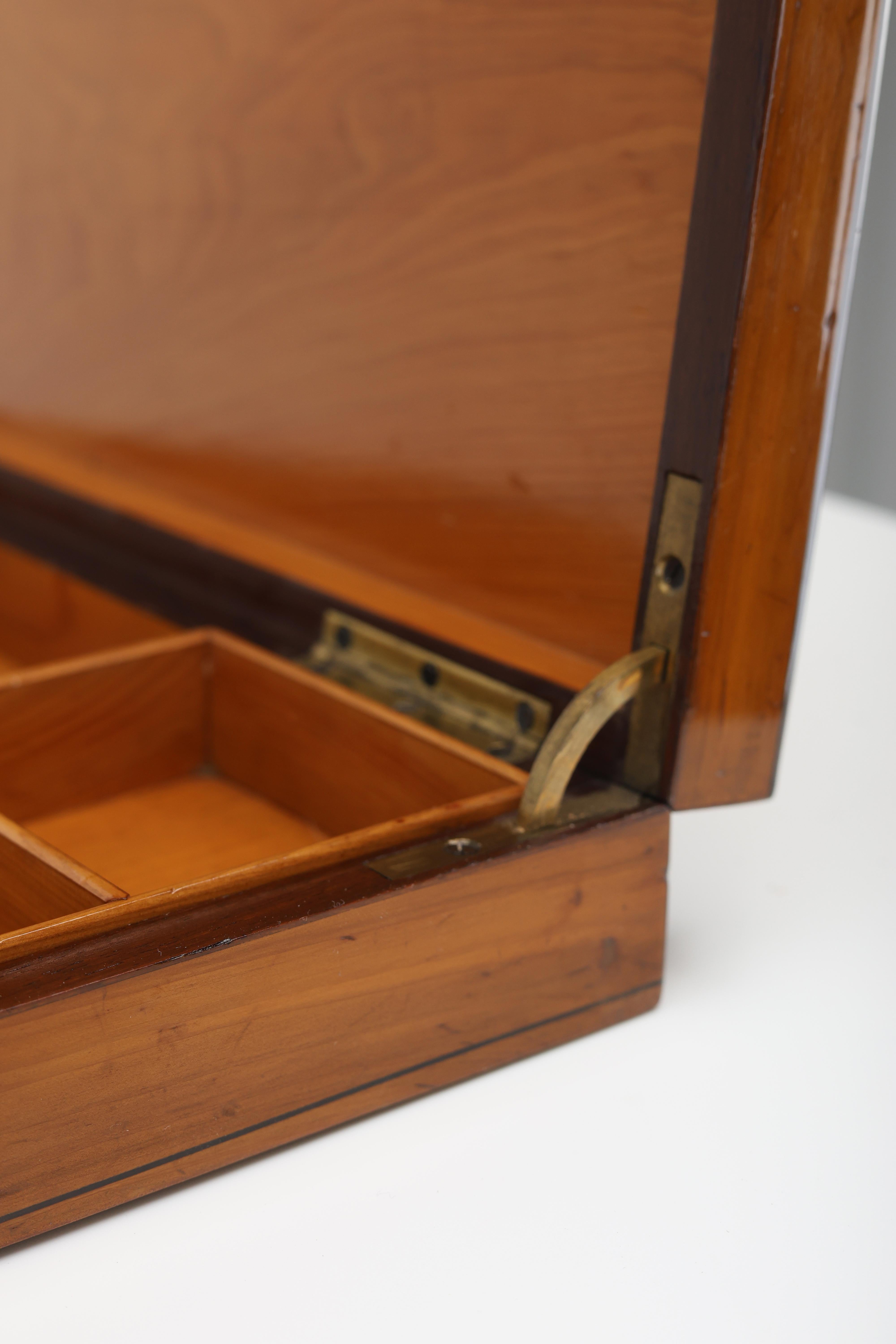 German Exquisite Antique Cherrywood Jewelry Casket For Sale