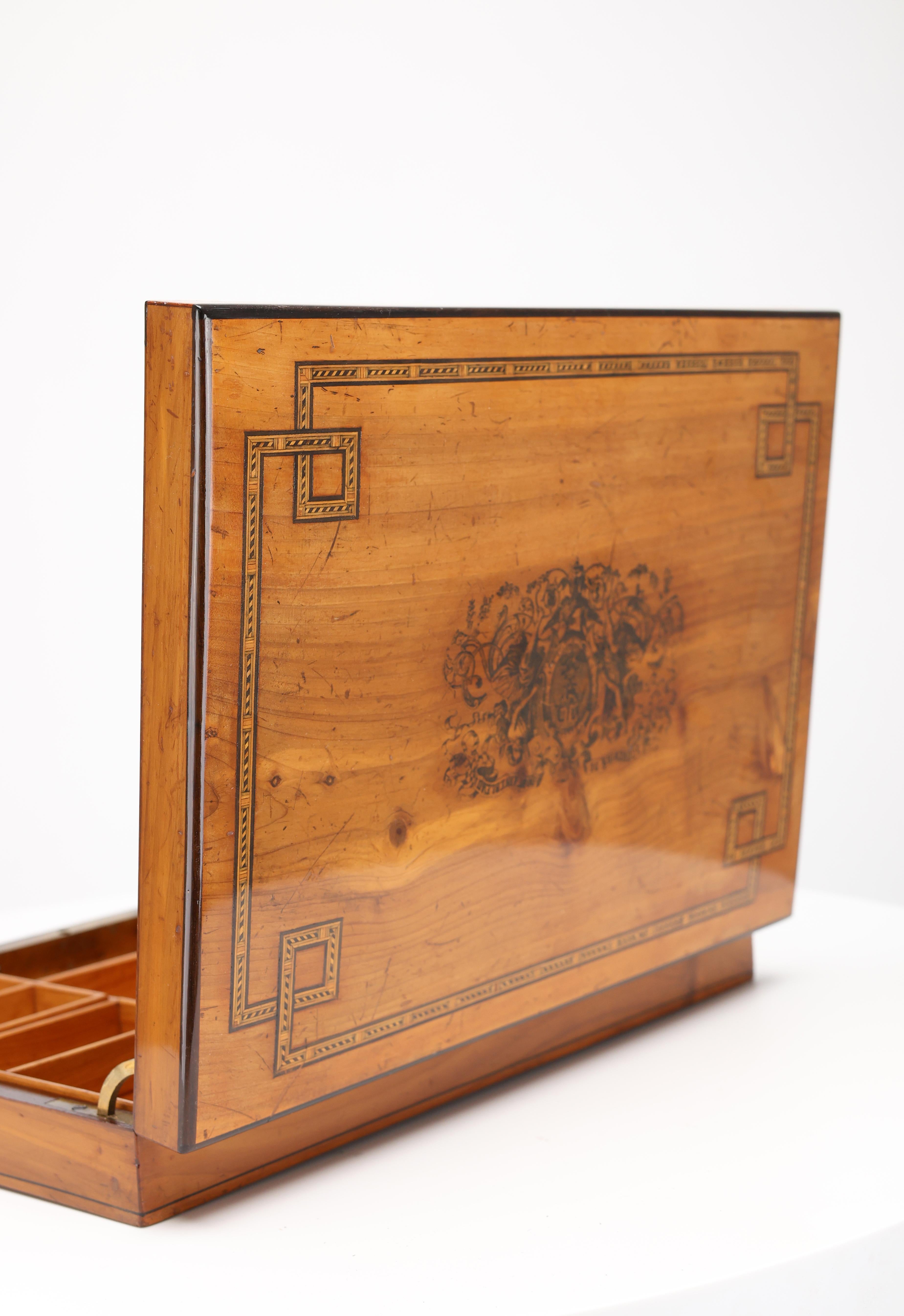 Polished Exquisite Antique Cherrywood Jewelry Casket For Sale