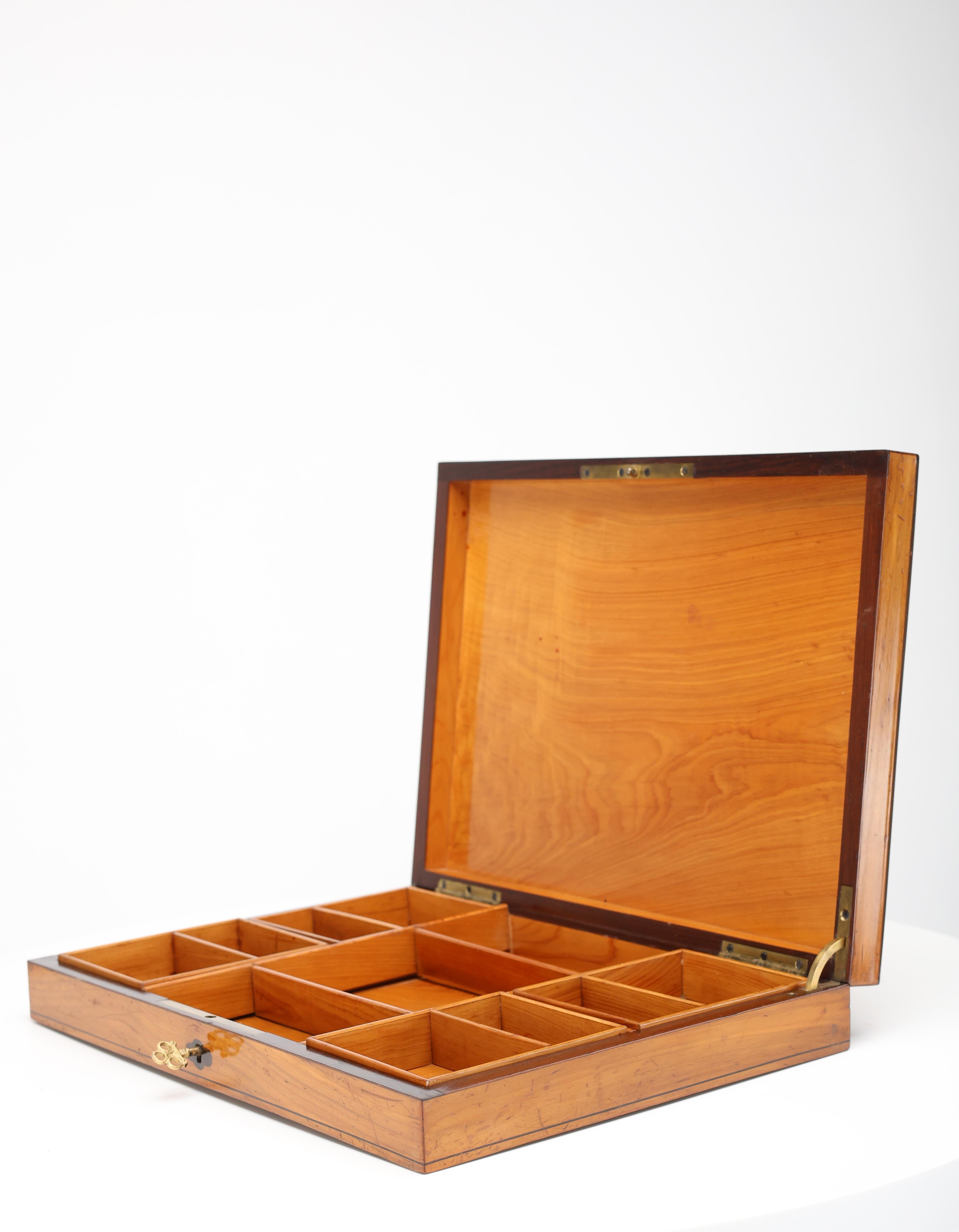 Mid-19th Century Exquisite Antique Cherrywood Jewelry Casket For Sale