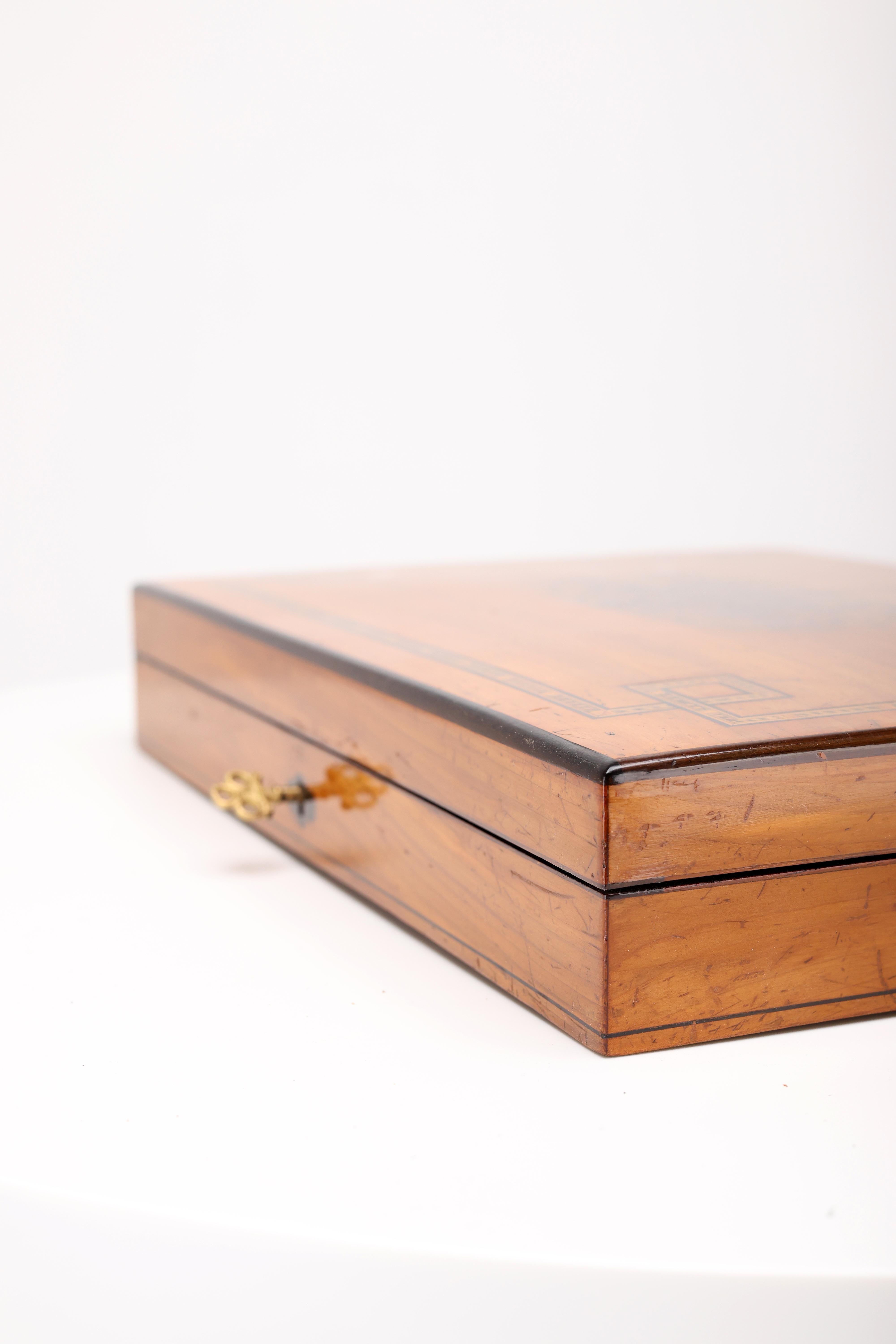 Exquisite Antique Cherrywood Jewelry Casket For Sale 1