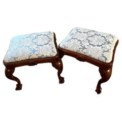 Magnifique paire de tabourets de sièges anciens de style Chippendale de Vienne, 1870
