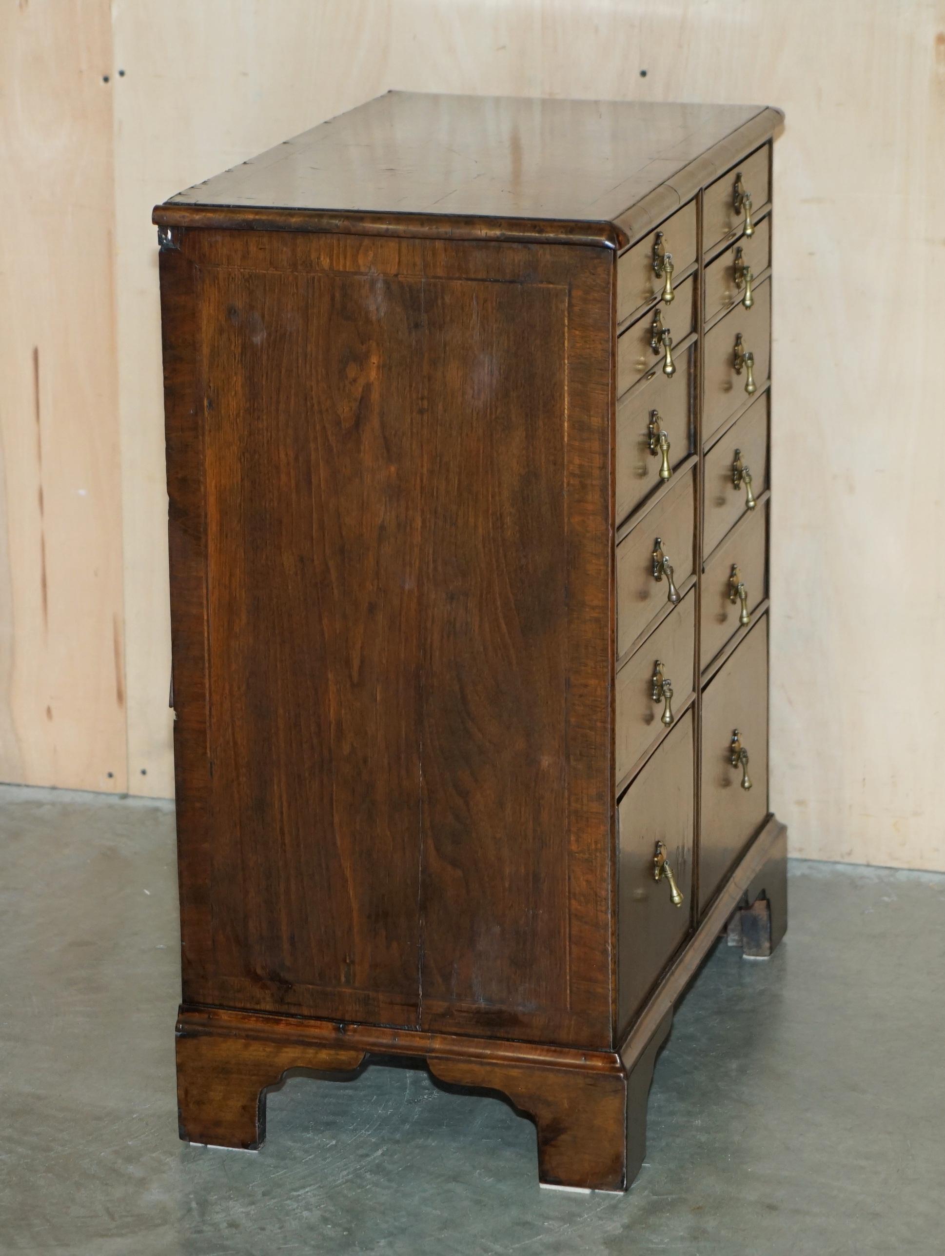 EXQUISITE ANTIQUE CIRCA 1760 BURR WALNUT GEORGE III BANK / CHEST OF DRAWERs For Sale 6