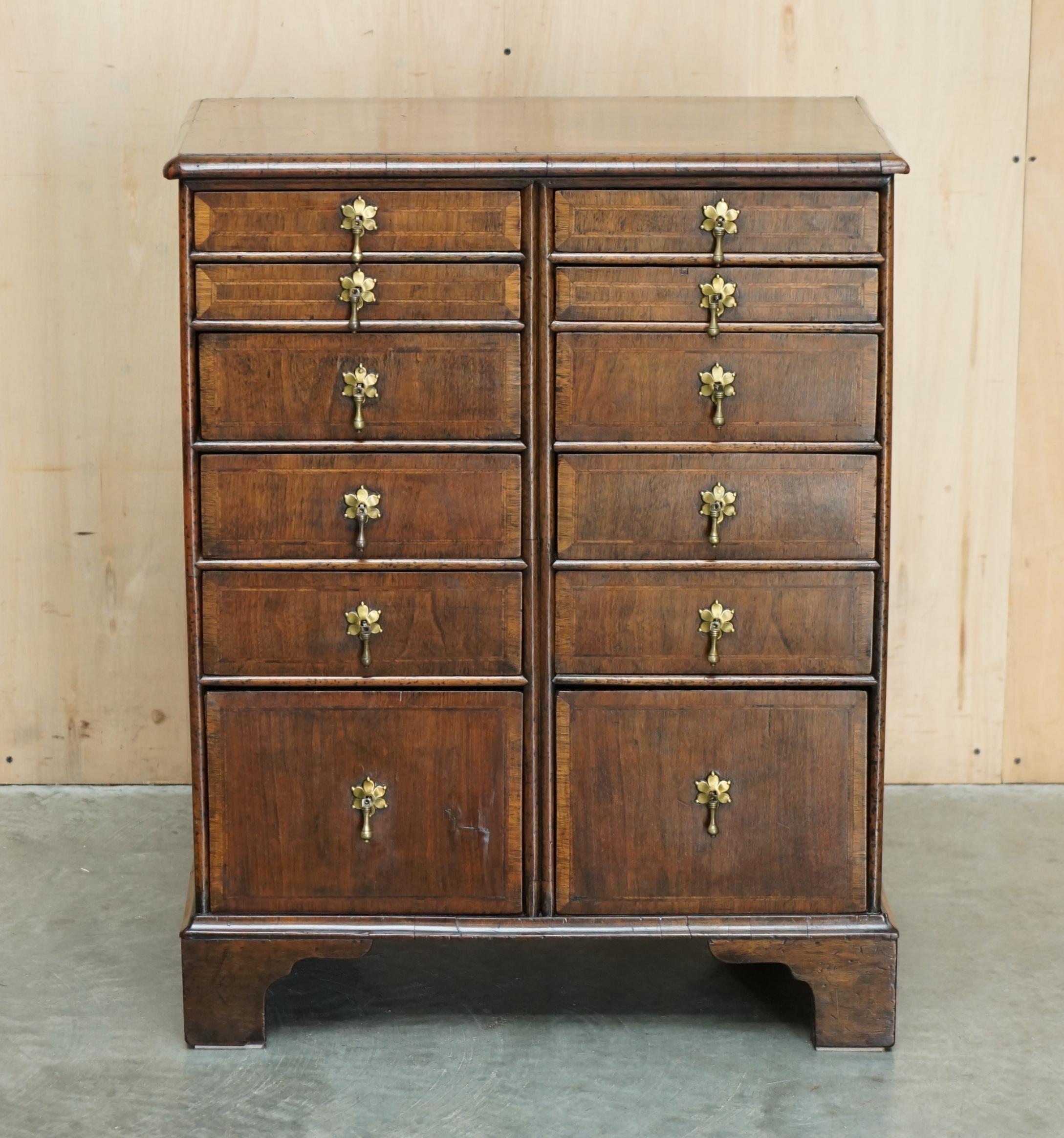 George III EXQUISITE ANTIQUE CIRCA 1760 BURR WALNUT GEORGE III BANK / CHEST OF DRAWERs For Sale