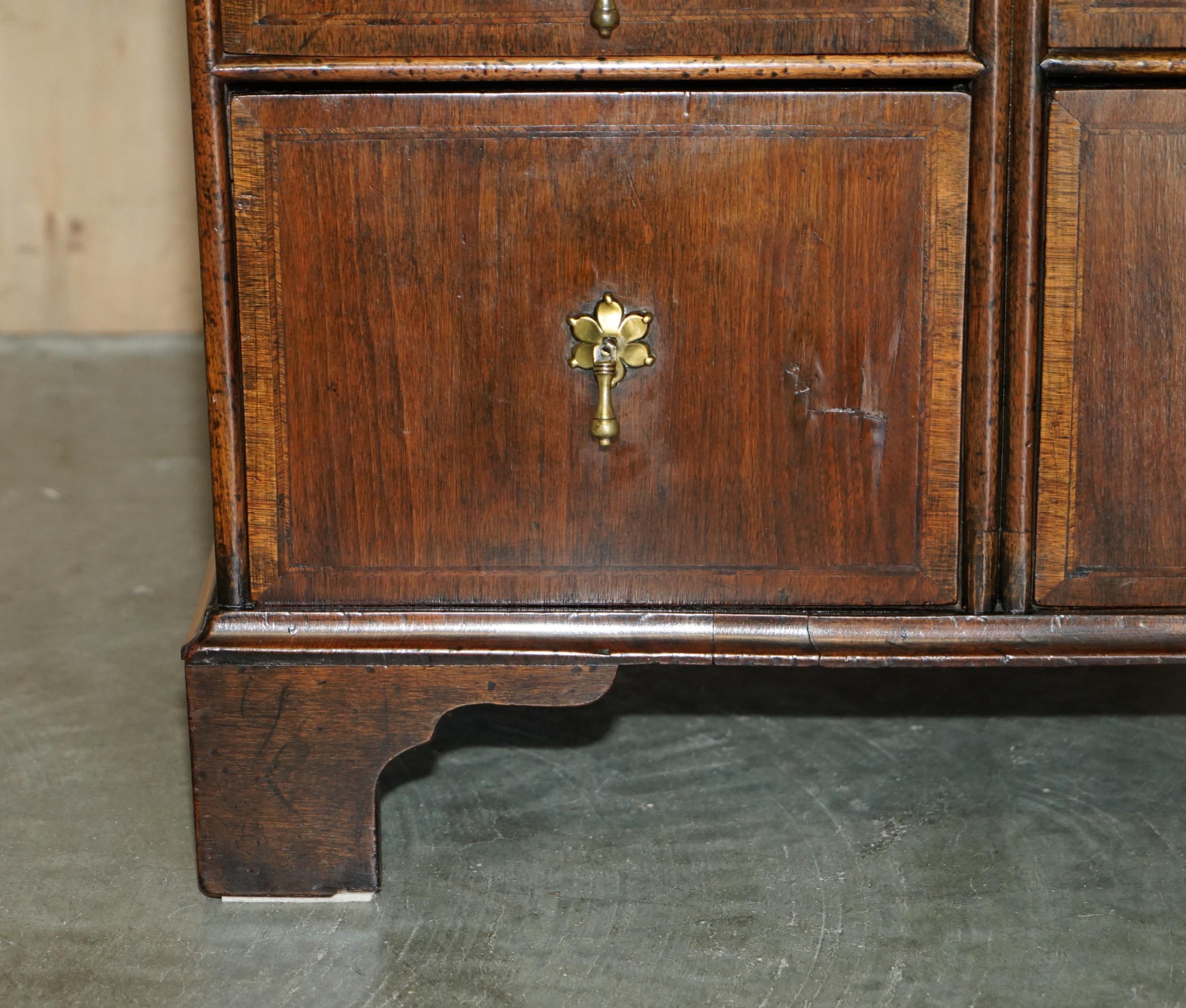 Mid-18th Century EXQUISITE ANTIQUE CIRCA 1760 BURR WALNUT GEORGE III BANK / CHEST OF DRAWERs For Sale