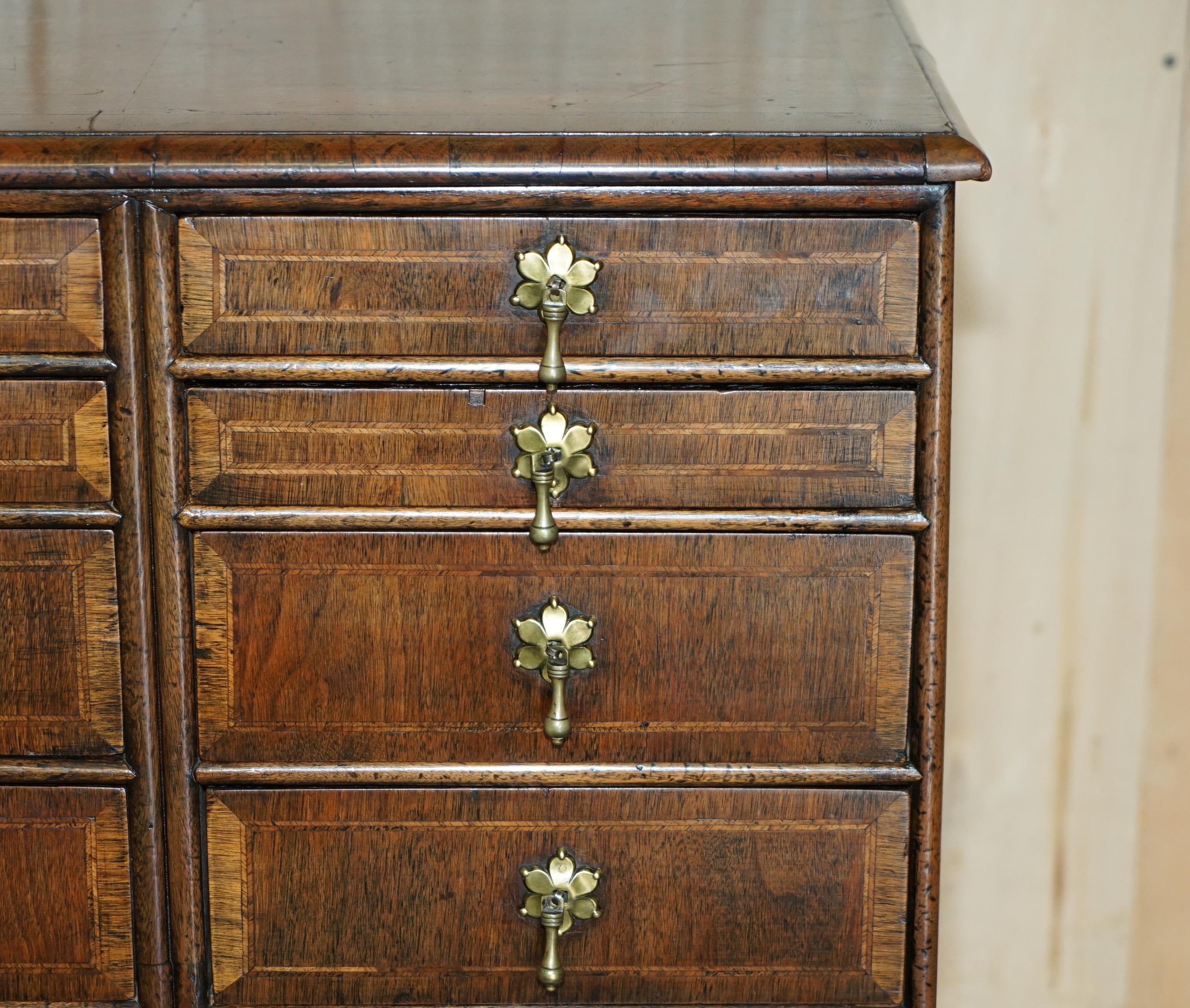 Walnut EXQUISITE ANTIQUE CIRCA 1760 BURR WALNUT GEORGE III BANK / CHEST OF DRAWERs For Sale