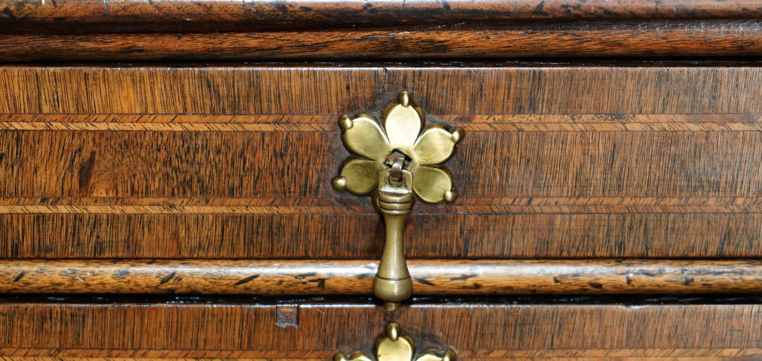 EXQUISITE ANTIQUE CIRCA 1760 BURR WALNUT GEORGE III BANK / CHEST OF DRAWERs For Sale 1