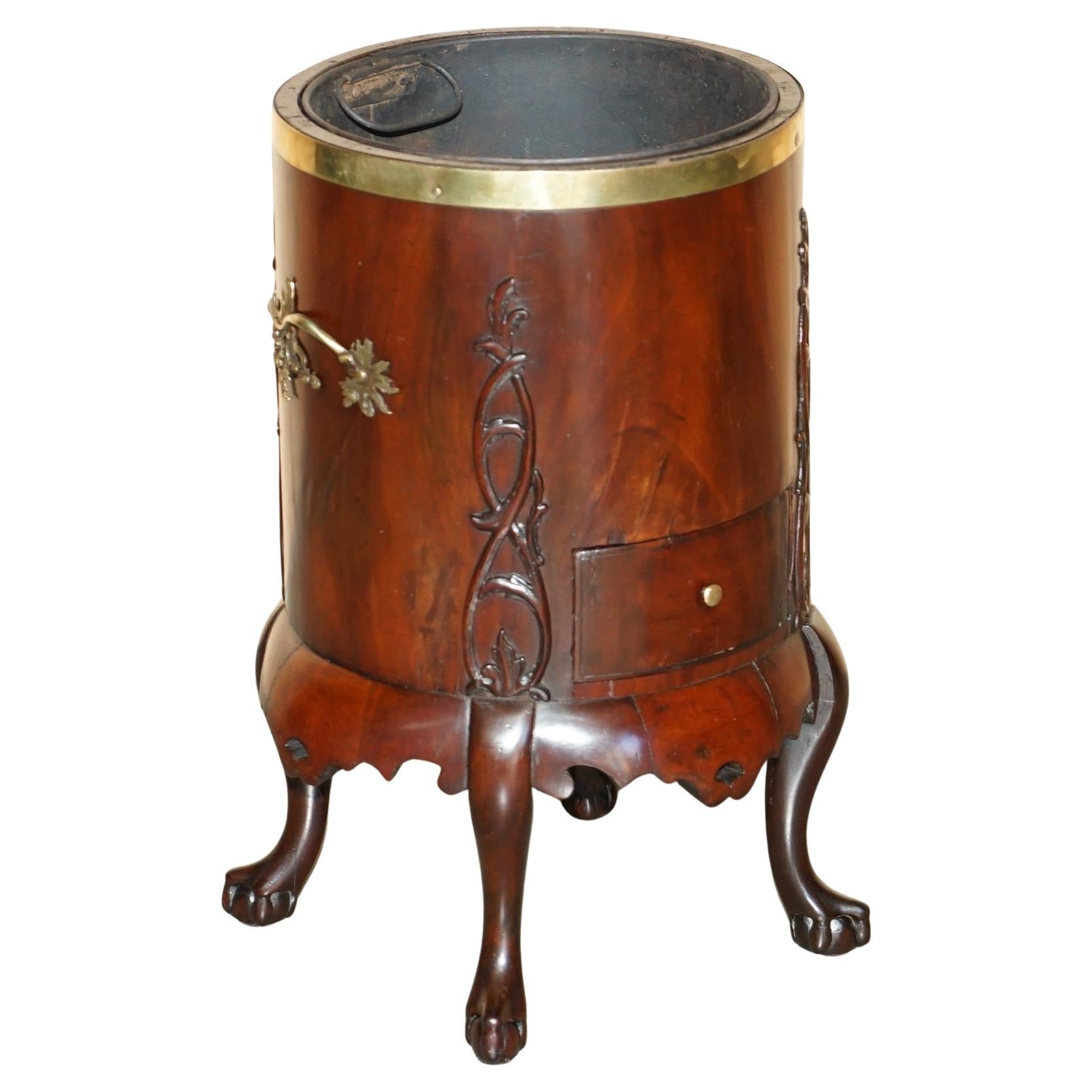 EXQUISITE ANTiQUE CIRCA 1760 DUTCH BRASS BOUND HARDWOOD TEESTOFF WINE COOLER For Sale
