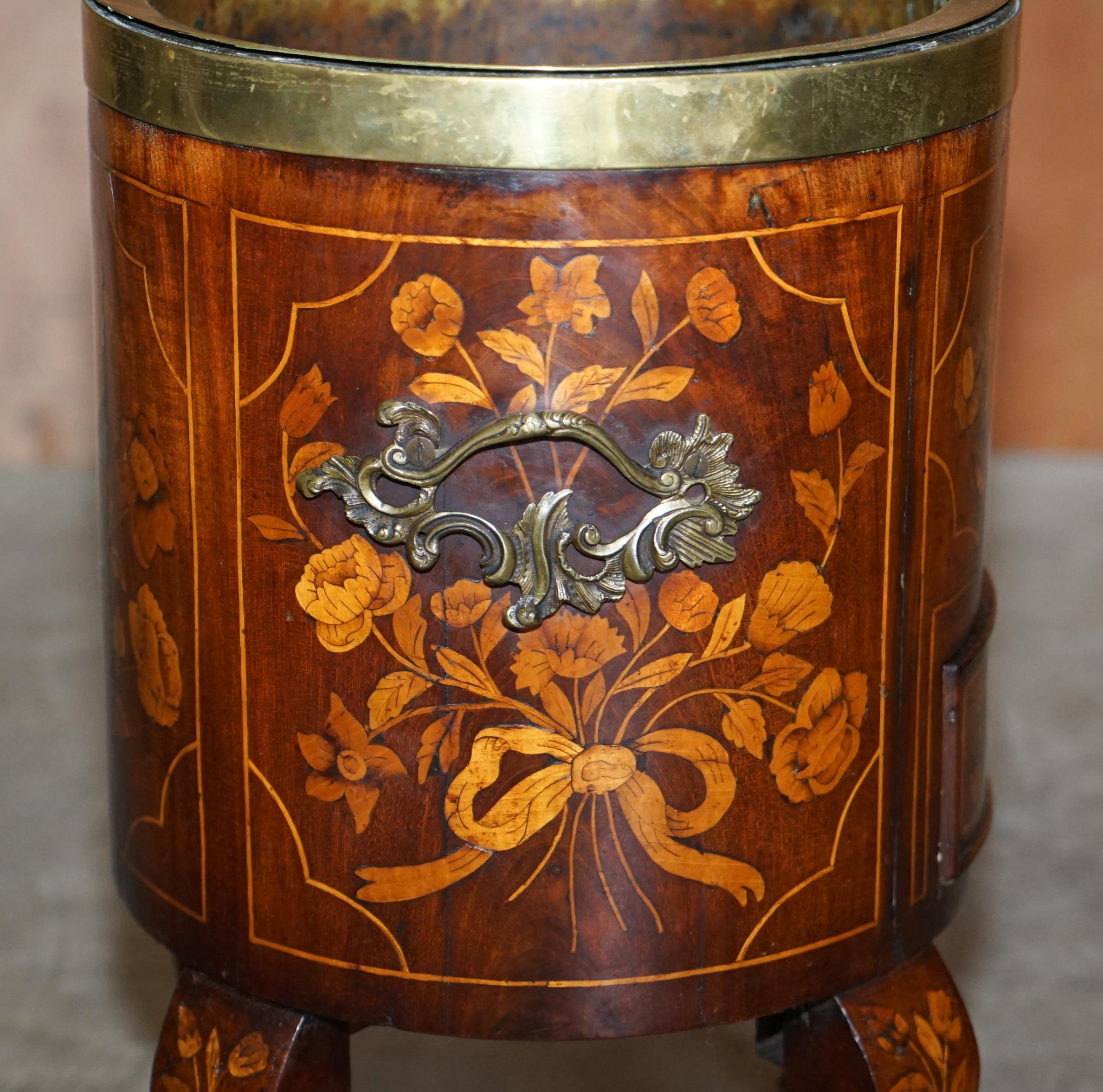 Exquisite Antique circa 1800 Dutch Inlaid Wine Cooler Bucket Claw & Ball Feet For Sale 8