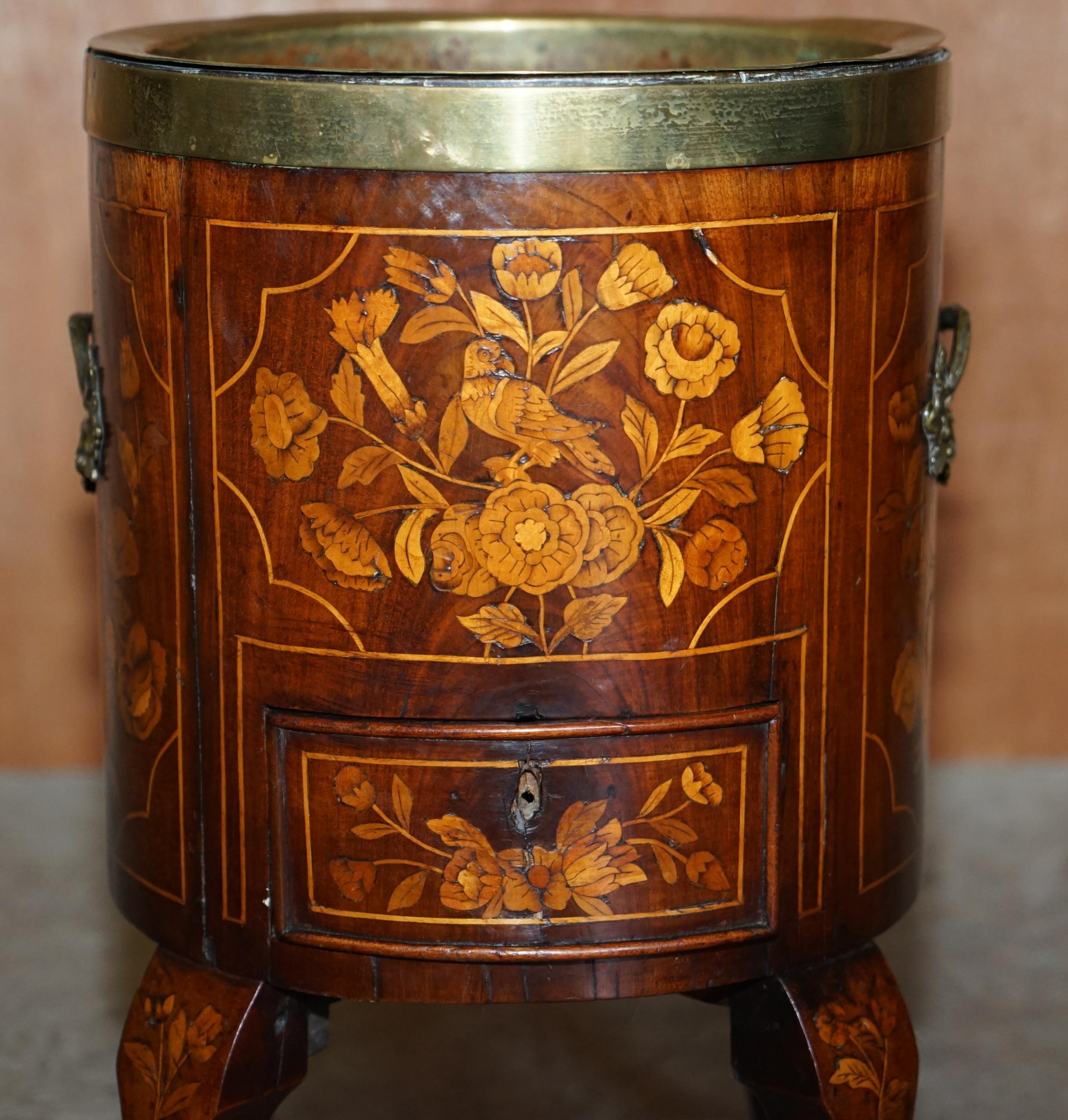 Georgian Exquisite Antique circa 1800 Dutch Inlaid Wine Cooler Bucket Claw & Ball Feet For Sale
