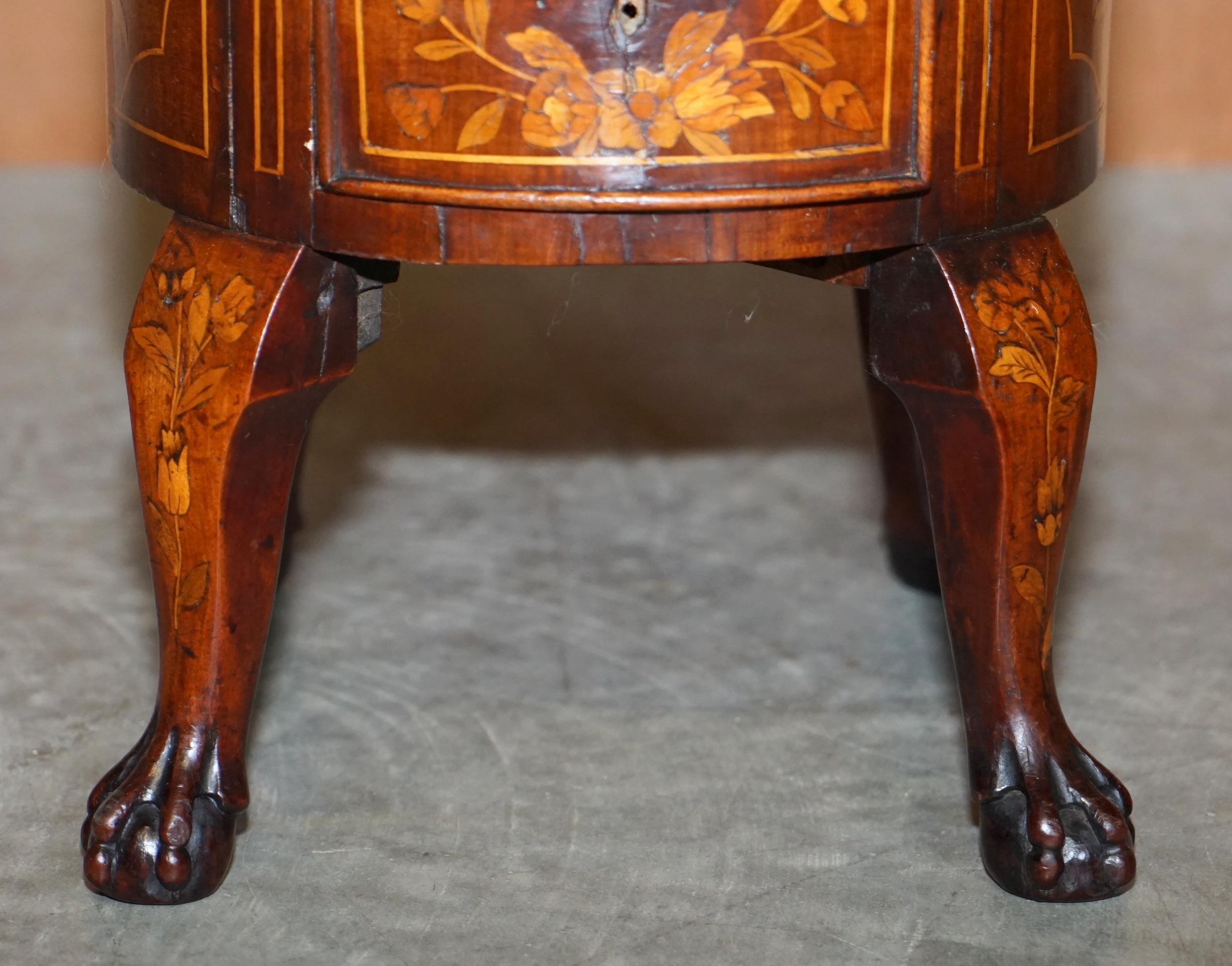 Early 19th Century Exquisite Antique circa 1800 Dutch Inlaid Wine Cooler Bucket Claw & Ball Feet For Sale