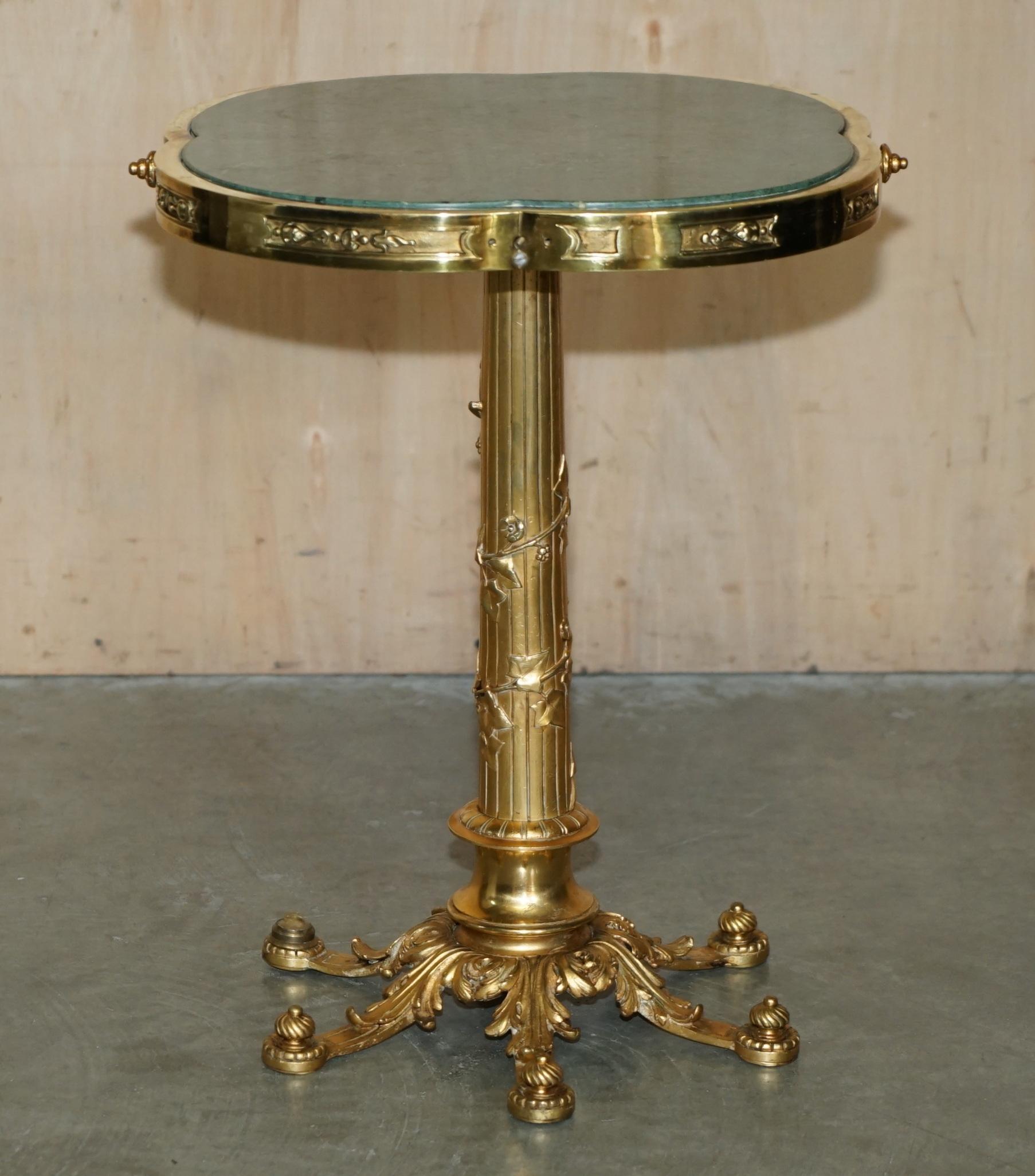 Royal House Antiques

Royal House Antiques is delighted to offer for sale this really quite rare, super decorative circa 1900 solid brass side table with thick green Italian Marble top

Please note the delivery fee listed is just a guide, it covers