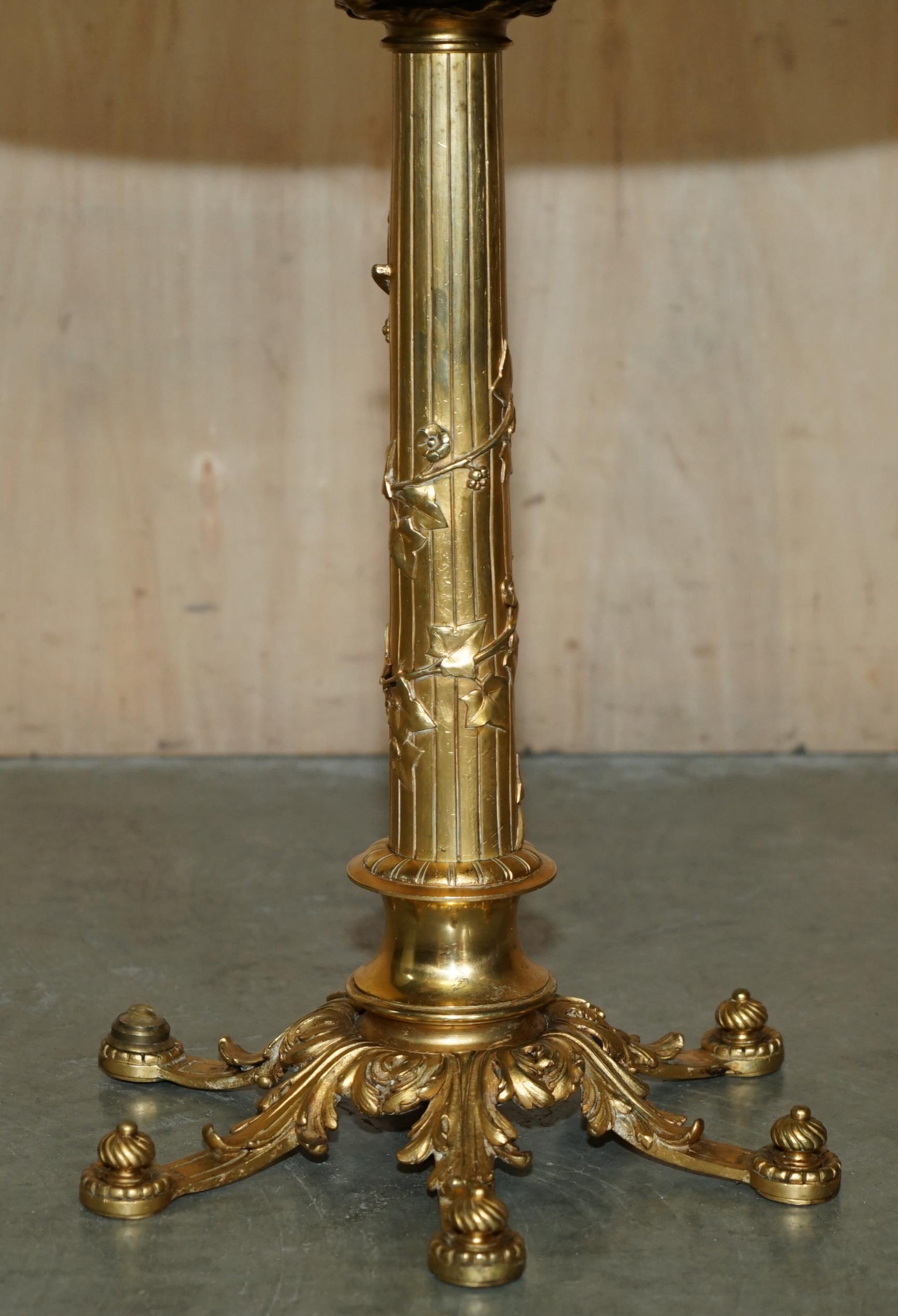 Early 20th Century EXQUISITE ANTIQUE CIRCA 1900 BRASS SiDE END LAMP TABLE WITH THICK MARBLE TOP For Sale
